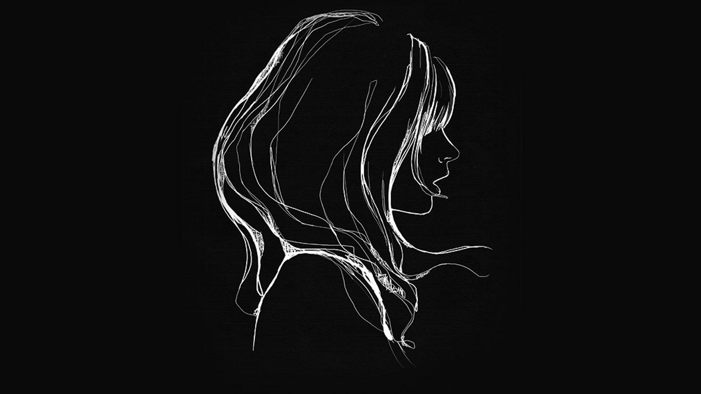 wallpaper for desktop, laptop. drawing simple minimal girl illustration art dark