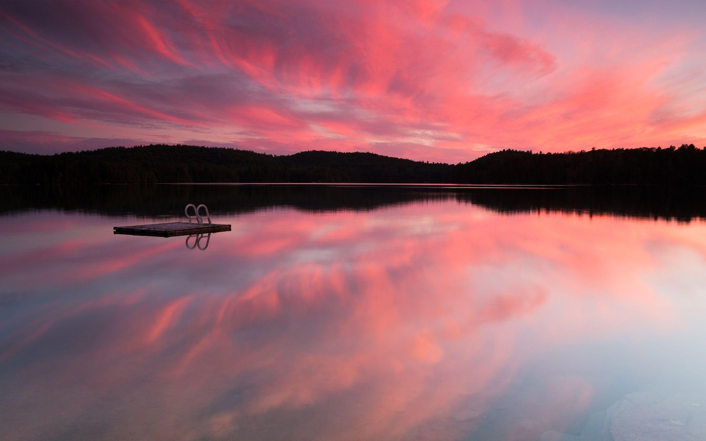 Pink lake. 風景, 影, 藝術