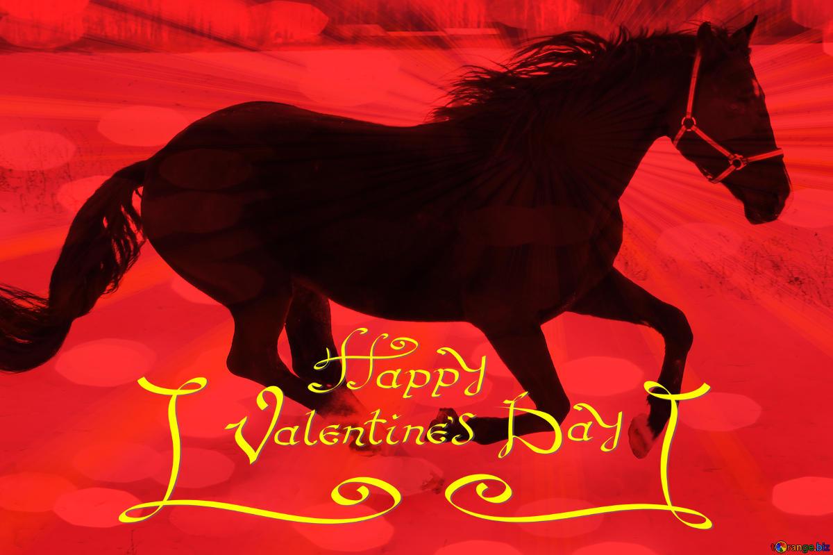Download free picture Happy Valentines Day with Horse red card