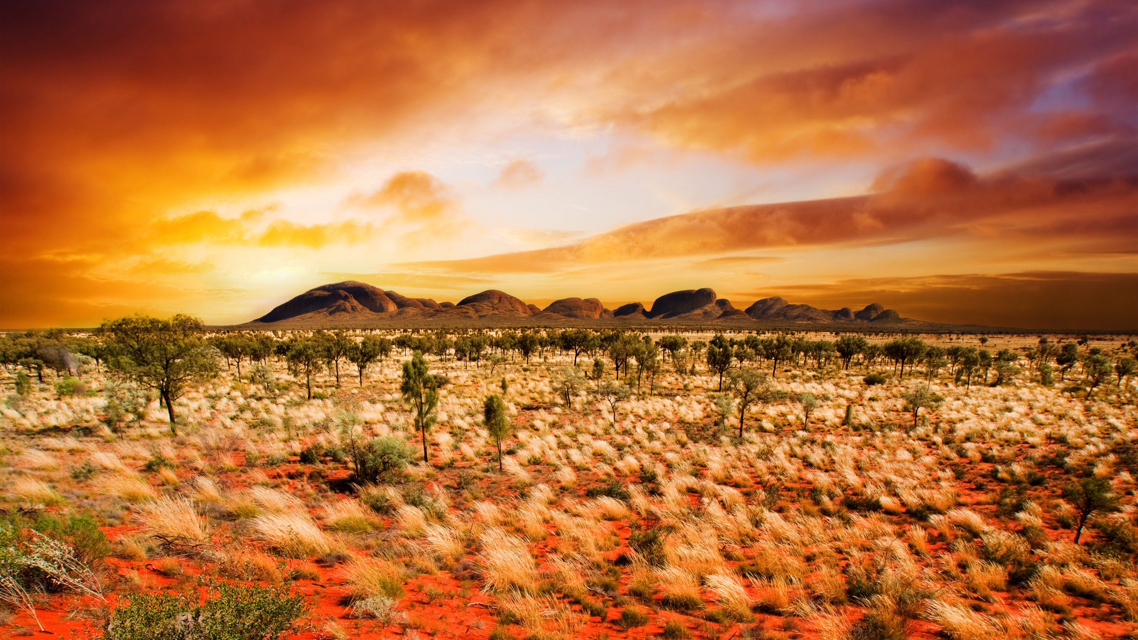 Wallpaper Central Australia, Desert, Sunset, Landscape, 4K, Nature