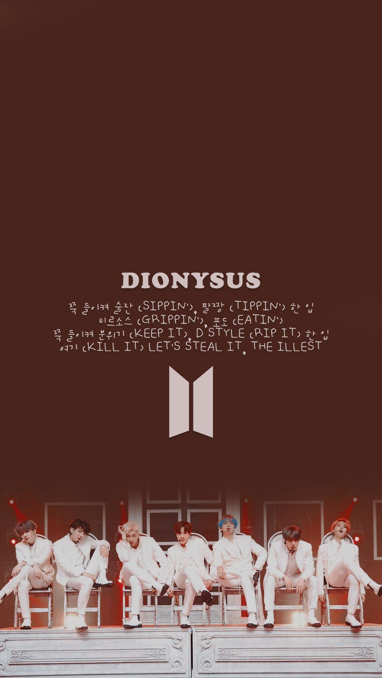 BTS Dionysus Lyric lockscreen. Bts wallpaper lyrics, Bts lyric
