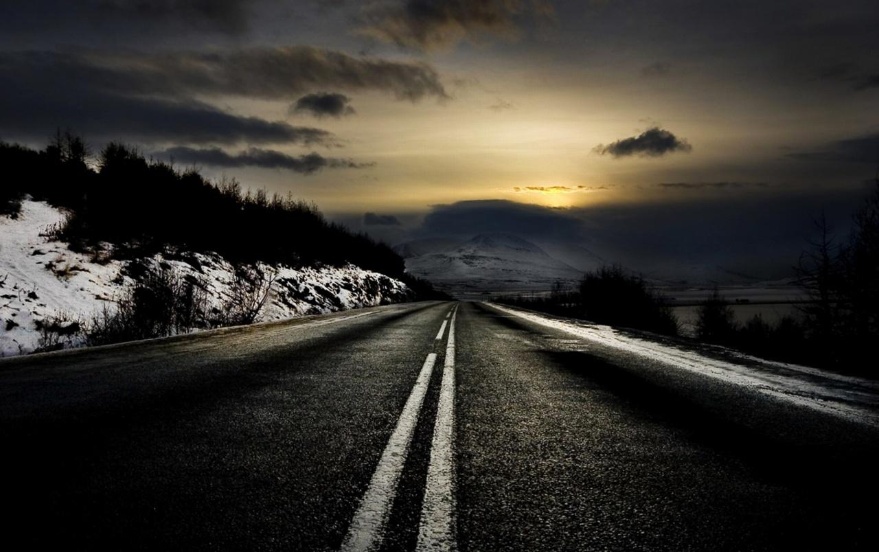Black Road & Winter Scenic wallpaper. Black Road & Winter Scenic
