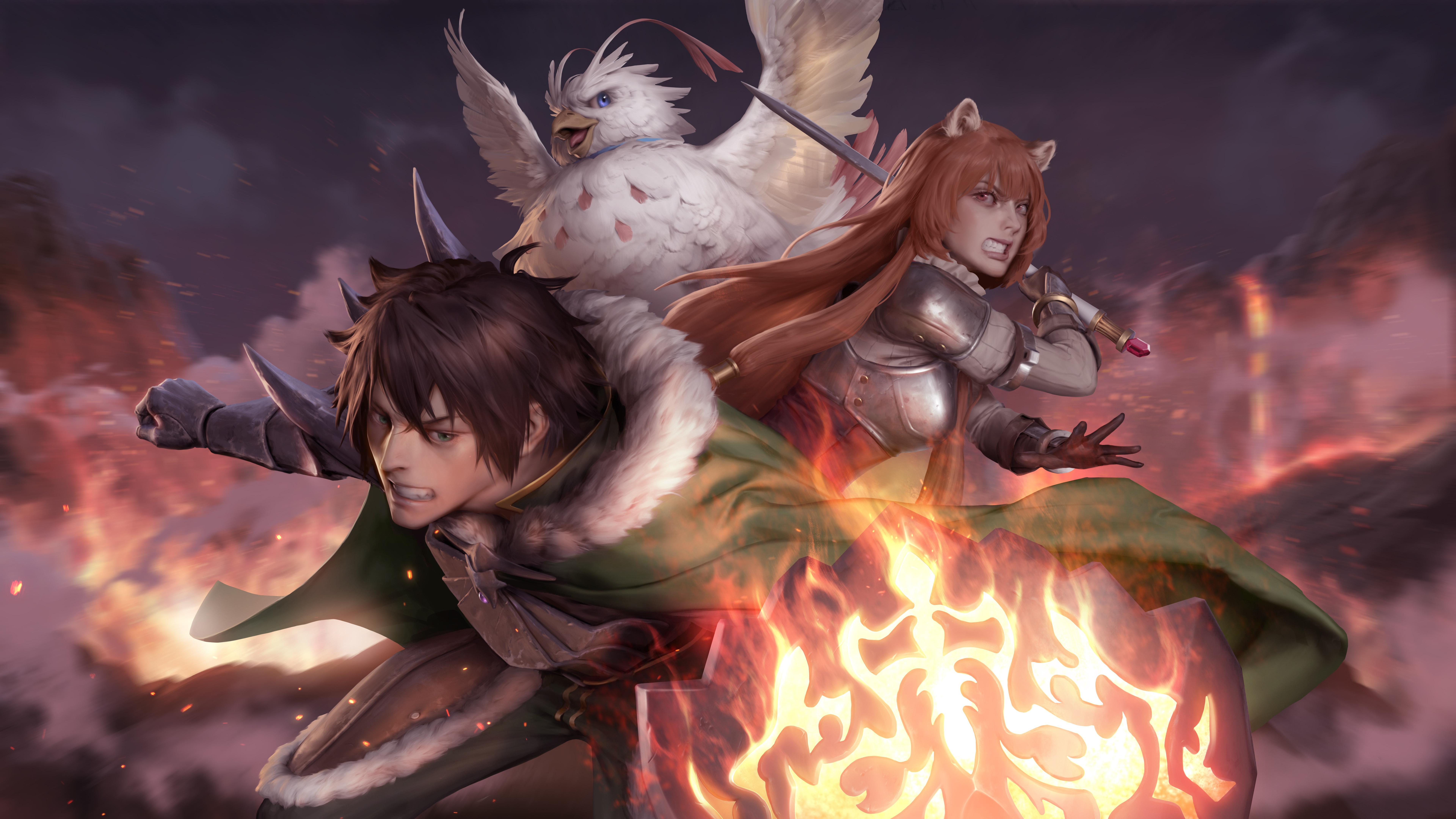 Naofumi Raphtalia Filo The Rising of the Shield Hero 8K Wallpaper