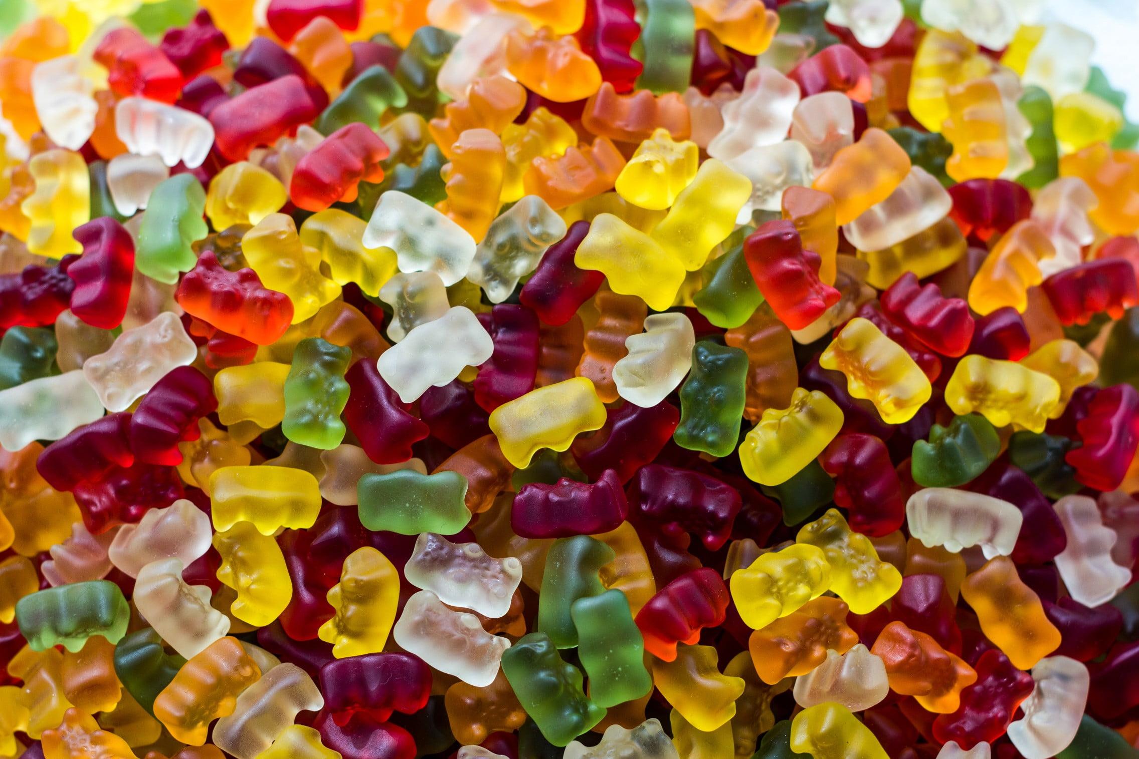 Gummy bear lot, sweets, food, gummy bears HD wallpaper. Wallpaper