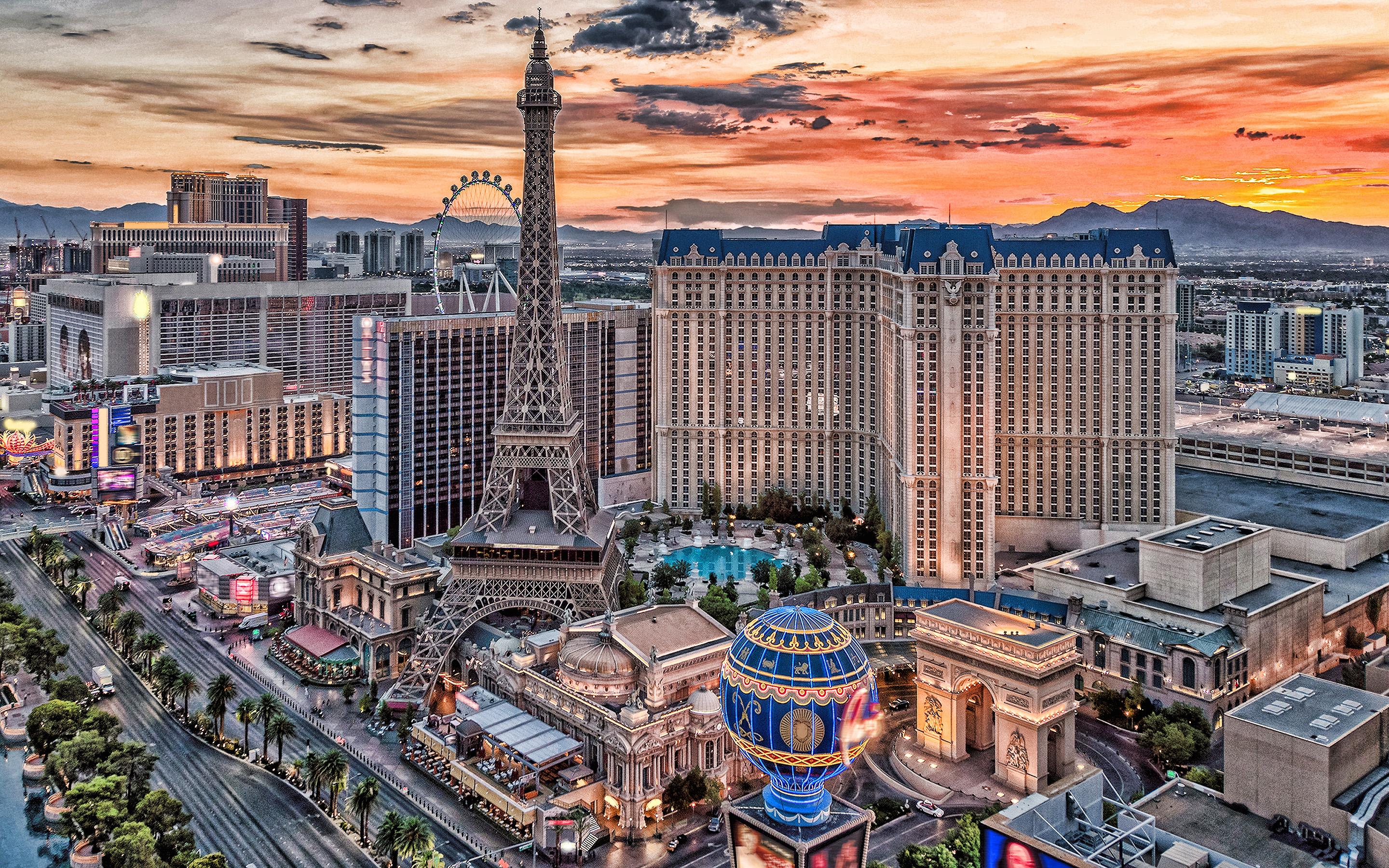 Download wallpaper Las Vegas, Nevada, night, Eiffel Tower Las