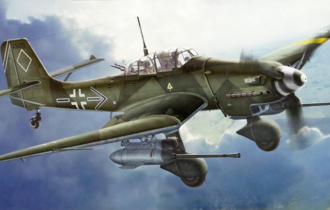 Wallpaper Art, Painting, Aviation, Junkers Ju 87 G 2 Stuka "