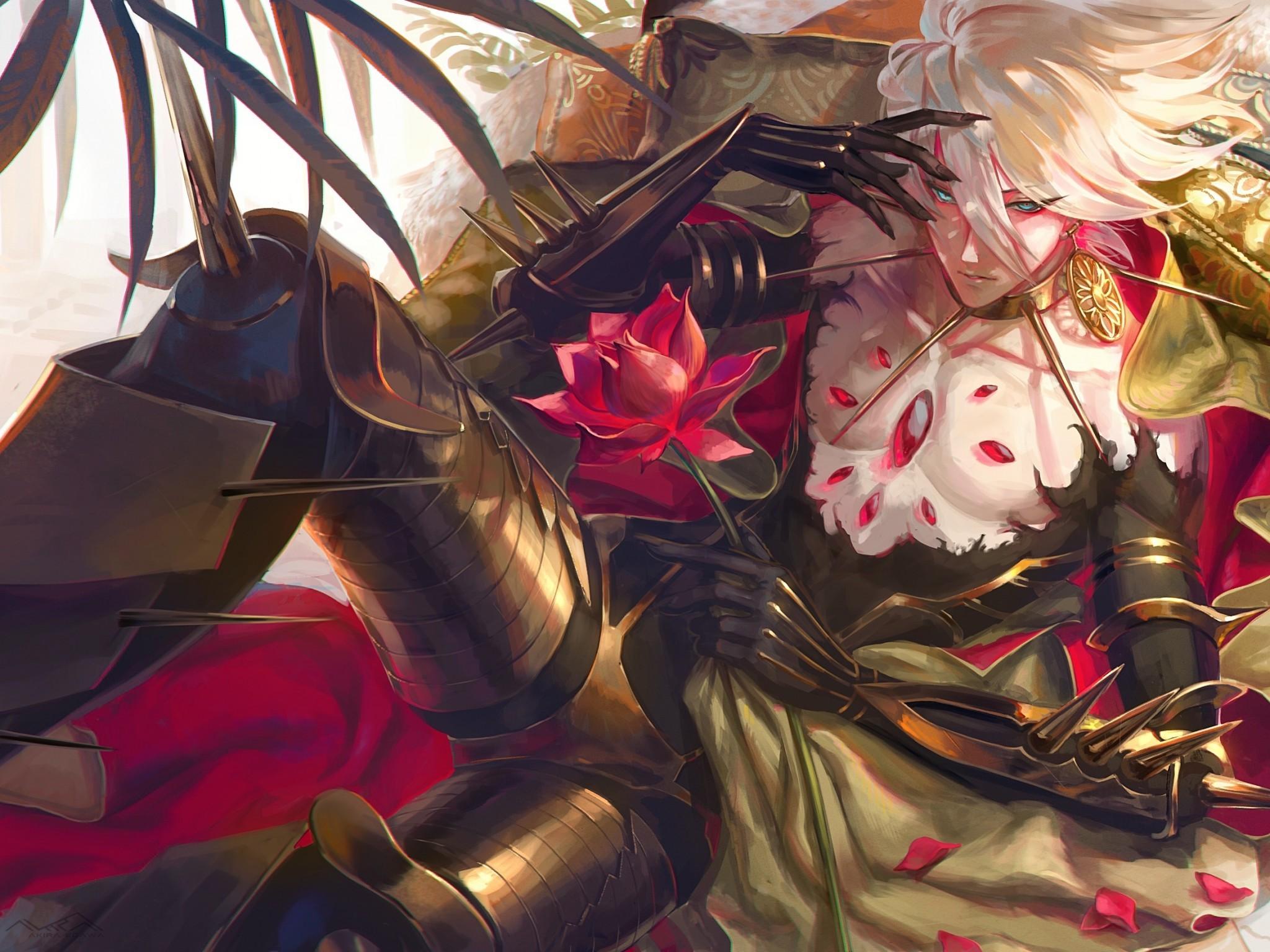 Download 2048x1536 Karna, Cool Anime Boy, Fate Grand Order, Gloves