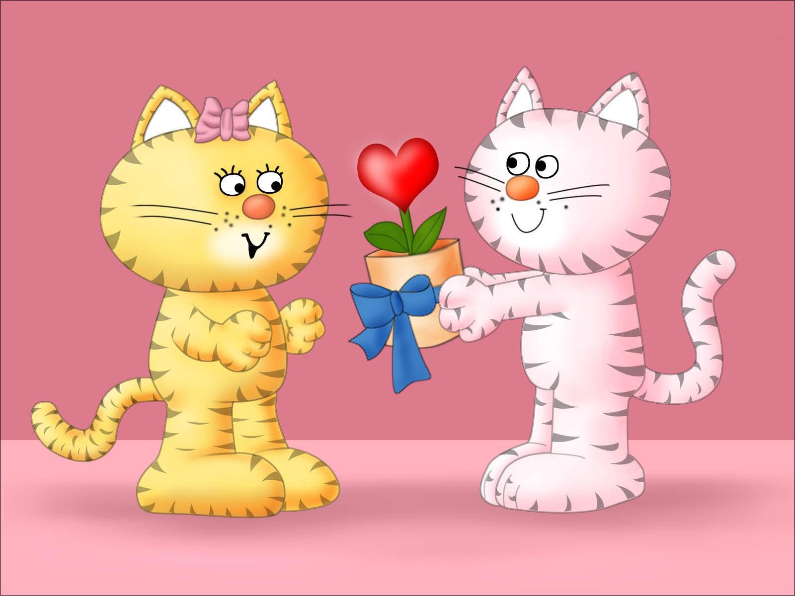 Free download Cat love on Valentines Day February 14 wallpaper