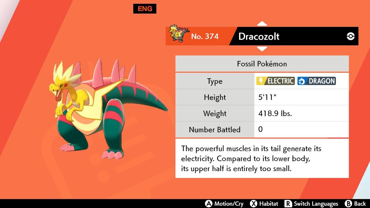 Pokemon Sword and Shield Dracozolt Locations, How to Catch