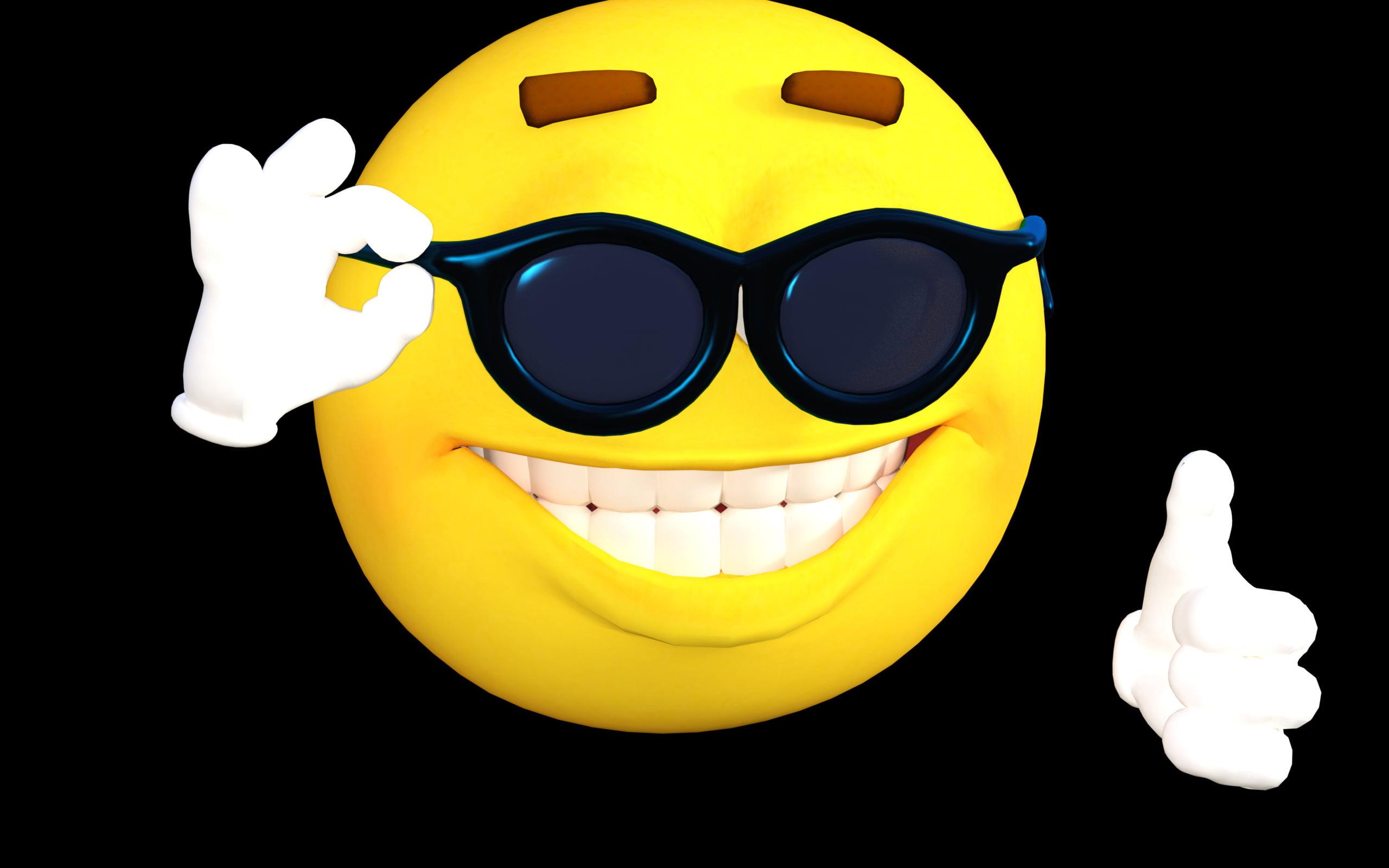 Emoji clip art, smiley, hands, dark background, humor HD wallpaper