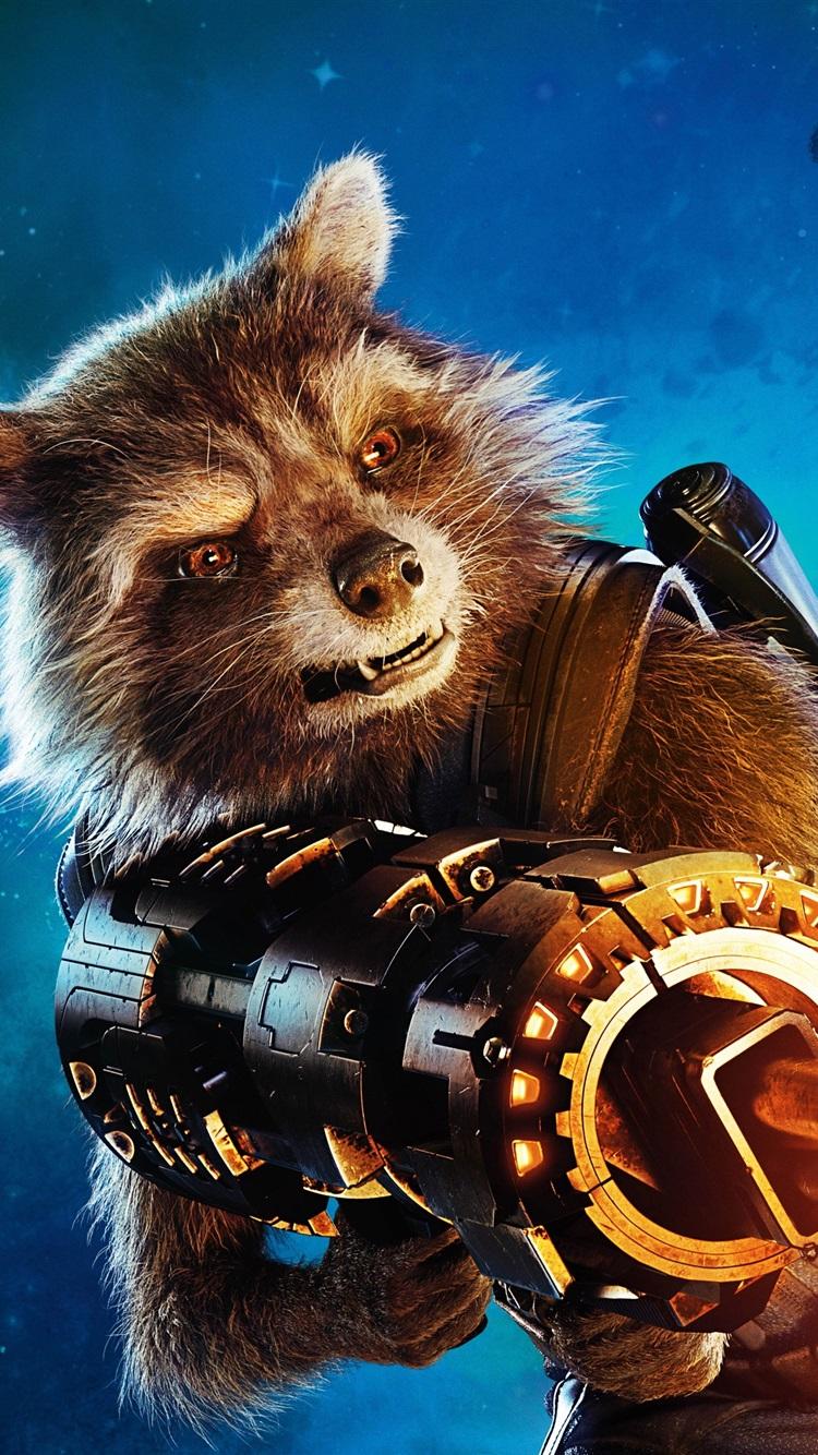 Rocket Raccoon, Guardians of the Galaxy Vol. 2 1080x1920 iPhone 8