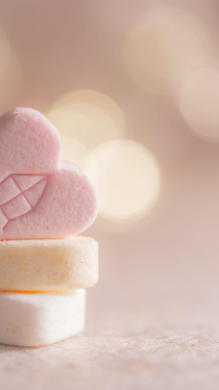 Yellow, and Pink Heart Marshmallows HD Wallpaper iPhone 6 / 6S