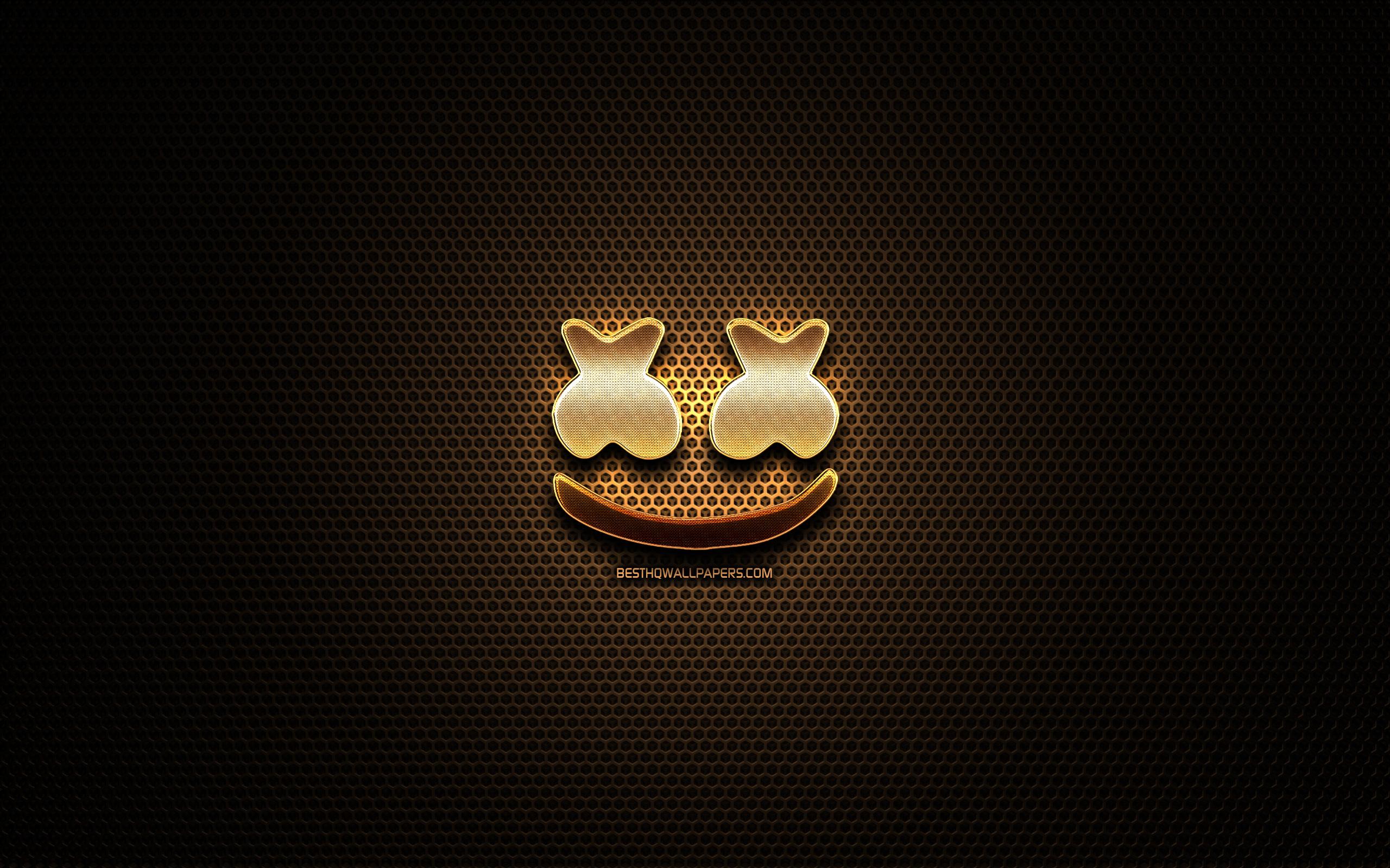 Download wallpapers Marshmello glitter logo, music stars, creative.