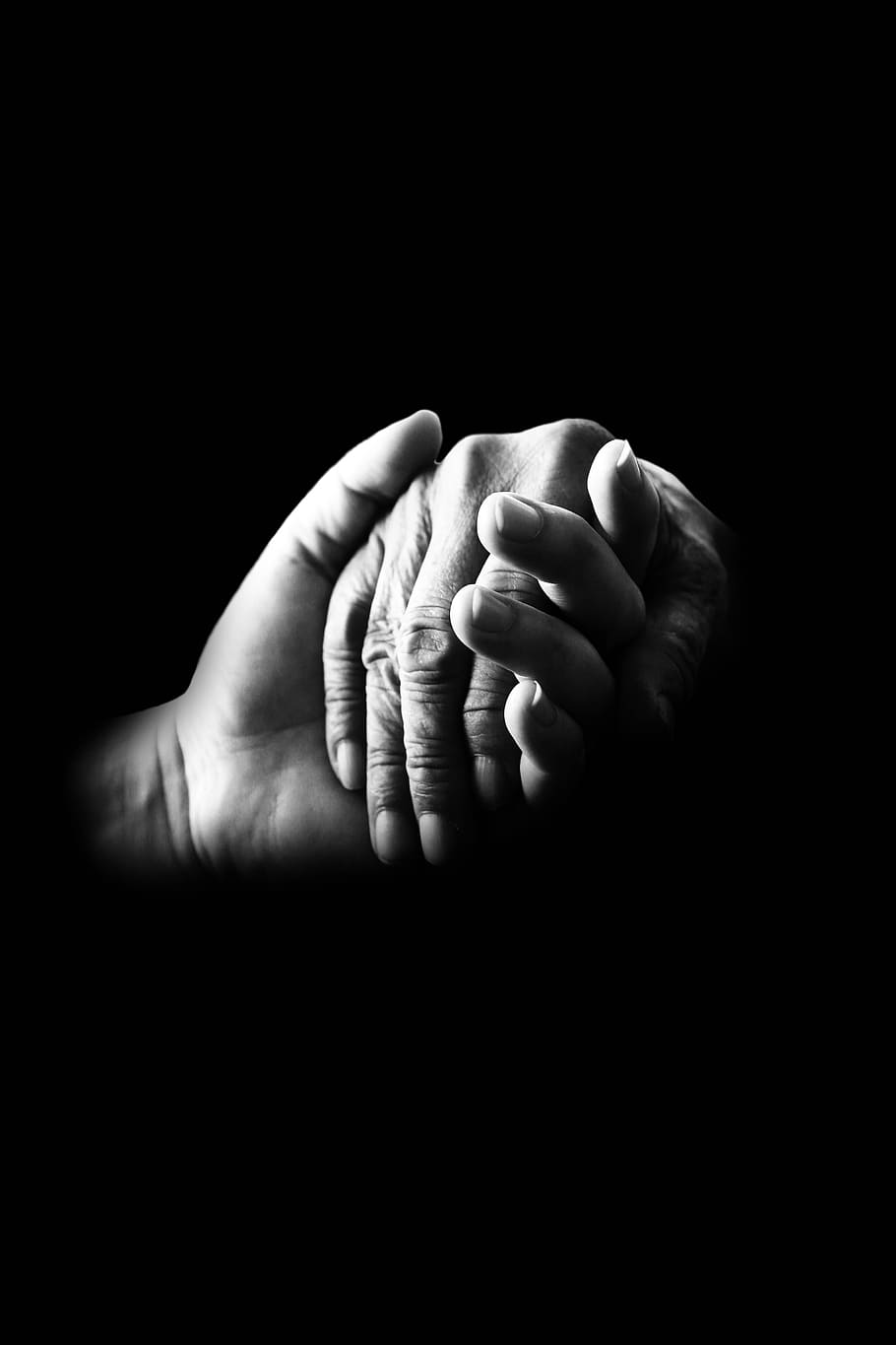 HD wallpaper: grayscale photo of two hands holding each other