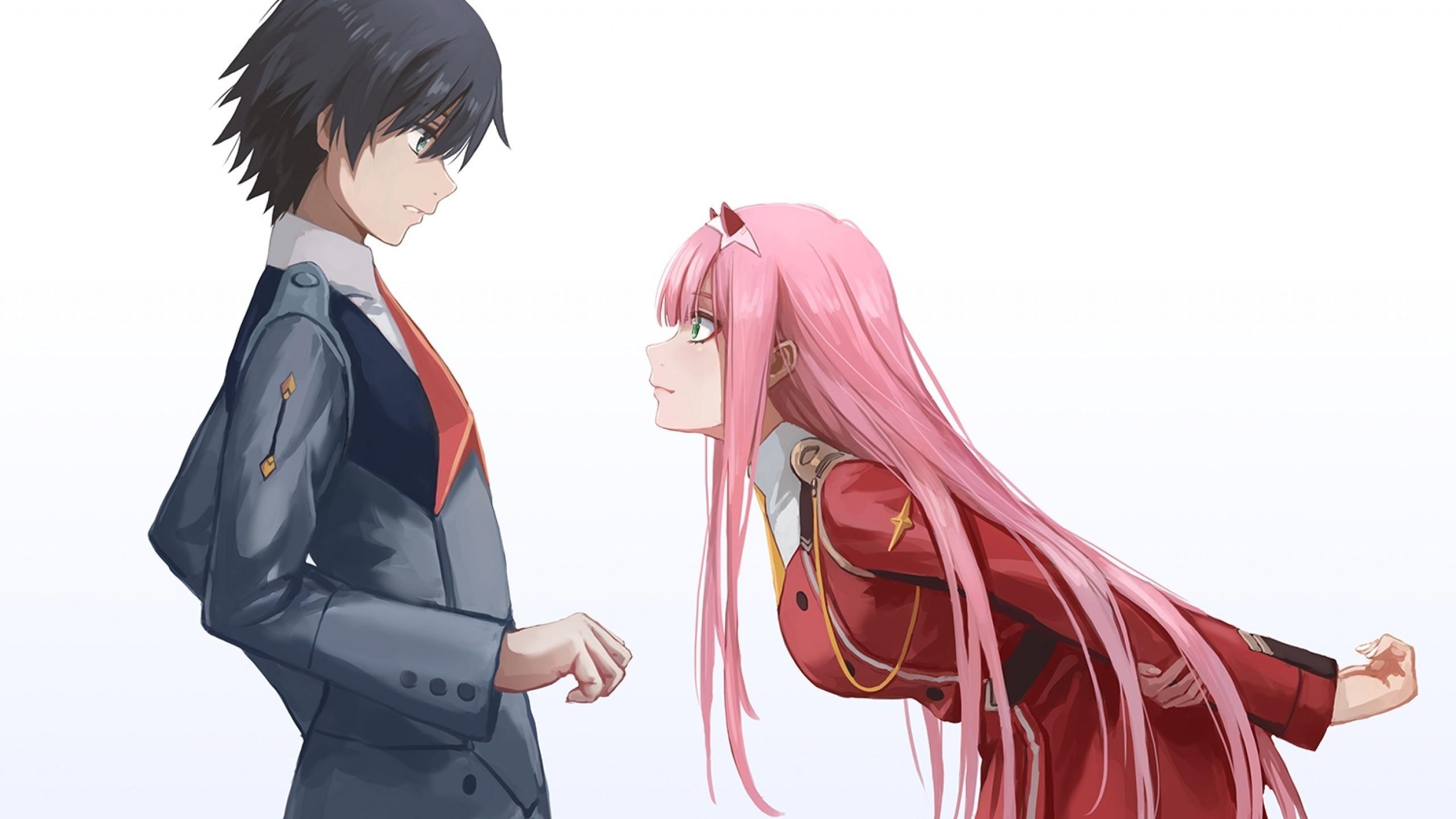 Download 2560x1440 Zero Two X Hiro, Darling In The Franxx, Pink