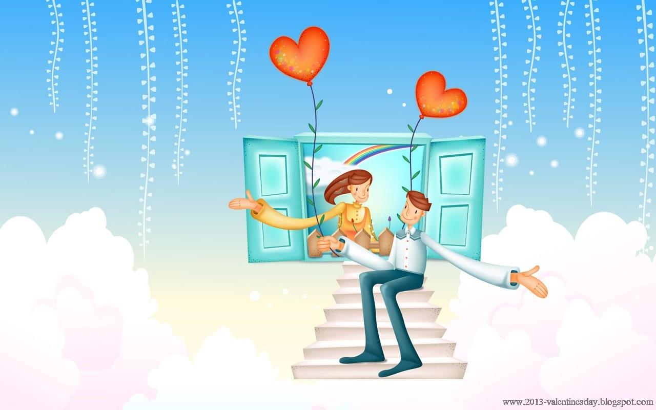 Free download Cute Cartoon Couple Love HD wallpaper