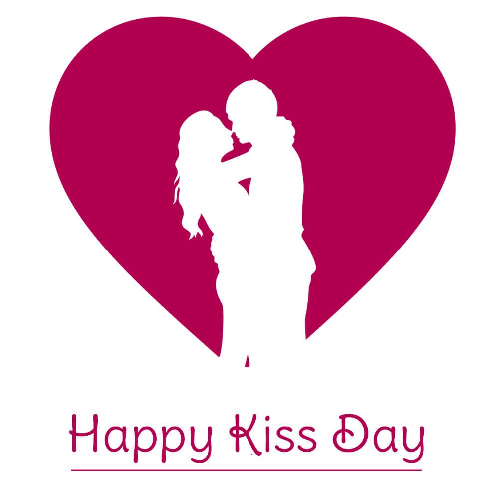 Happy Kiss Day Wishes Loving Couple Heart Image Facebook HD Wallpaper