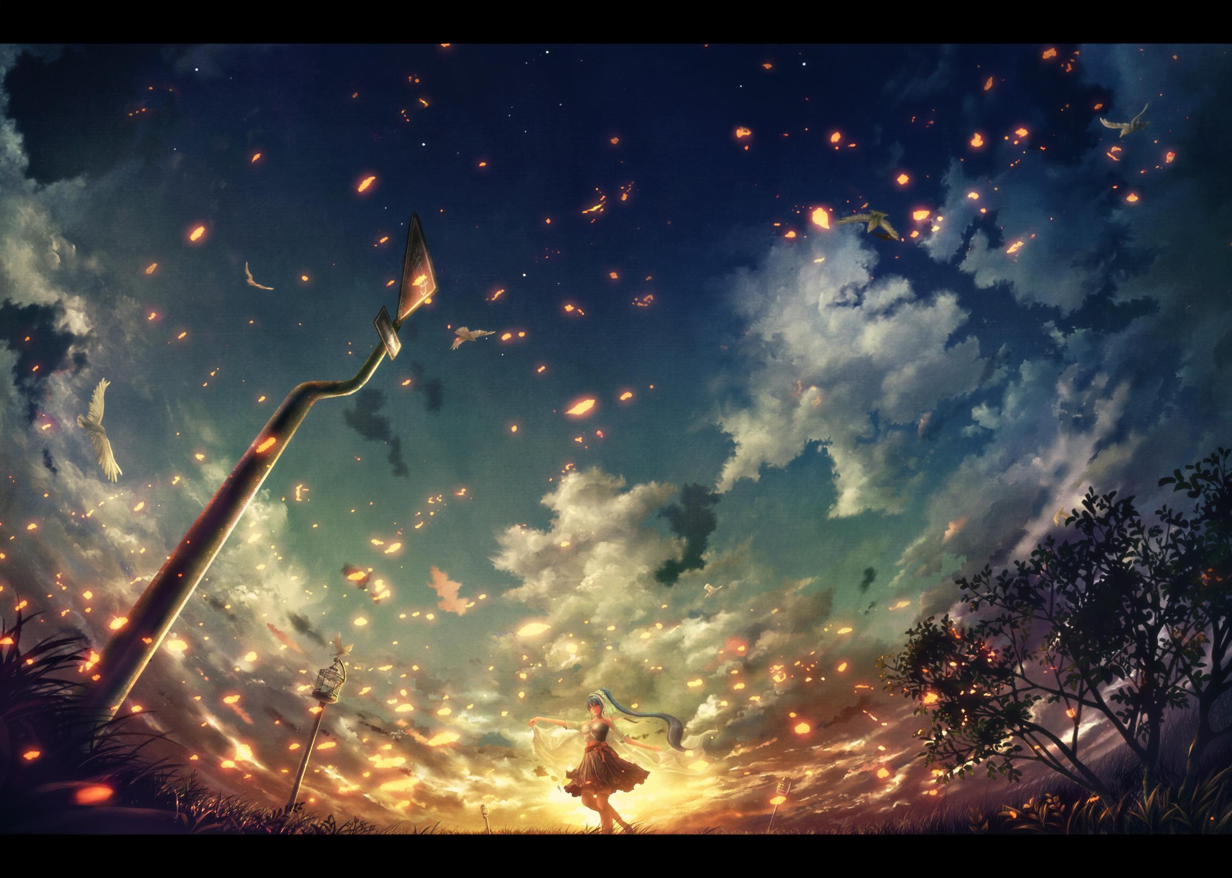 Anime Girl And Sunset Wallpapers