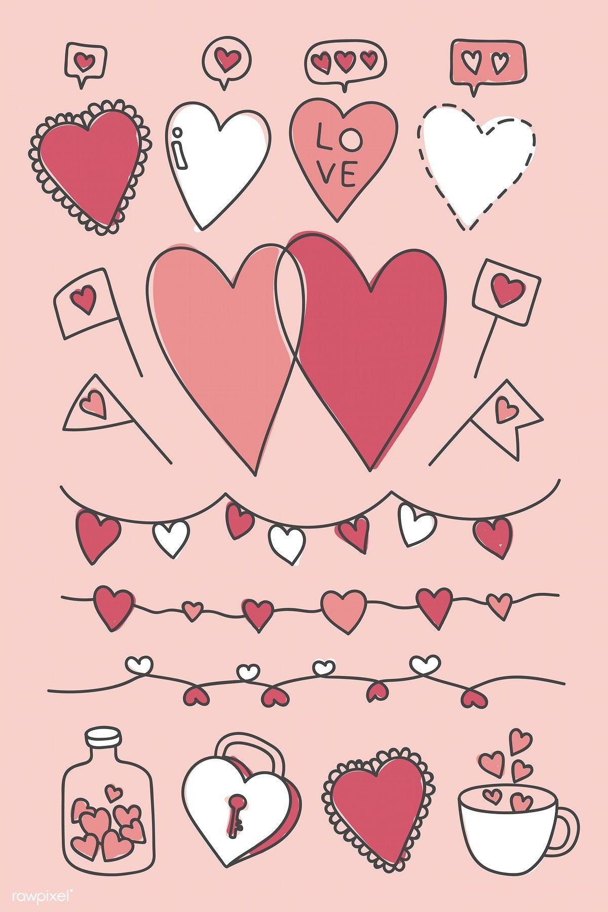 Download premium vector of Hand drawn love and valentine's day
