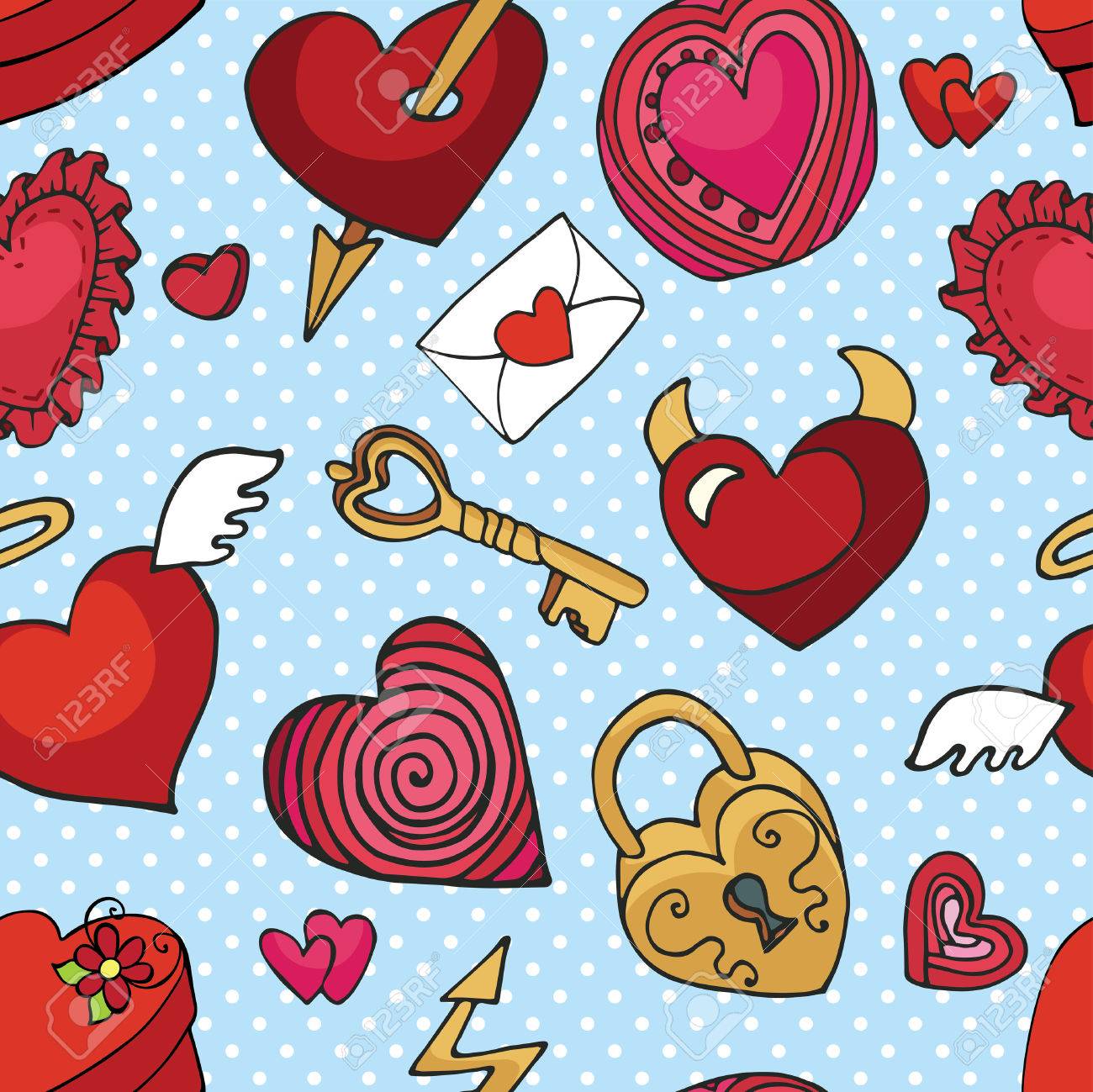 Valentine Day, wedding, love, heart Seamless Pattern Stock Vector