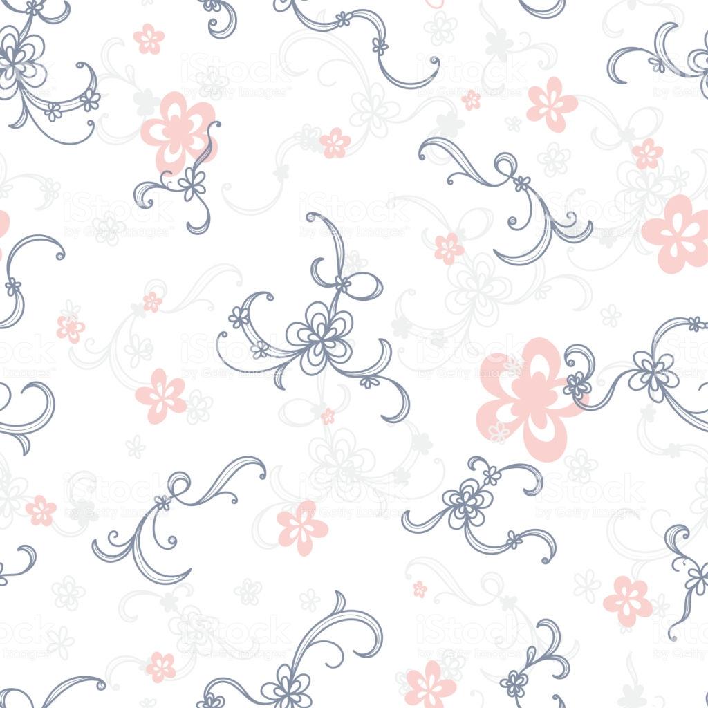 Romantic Garden Seamless Pattern Background With Swirls