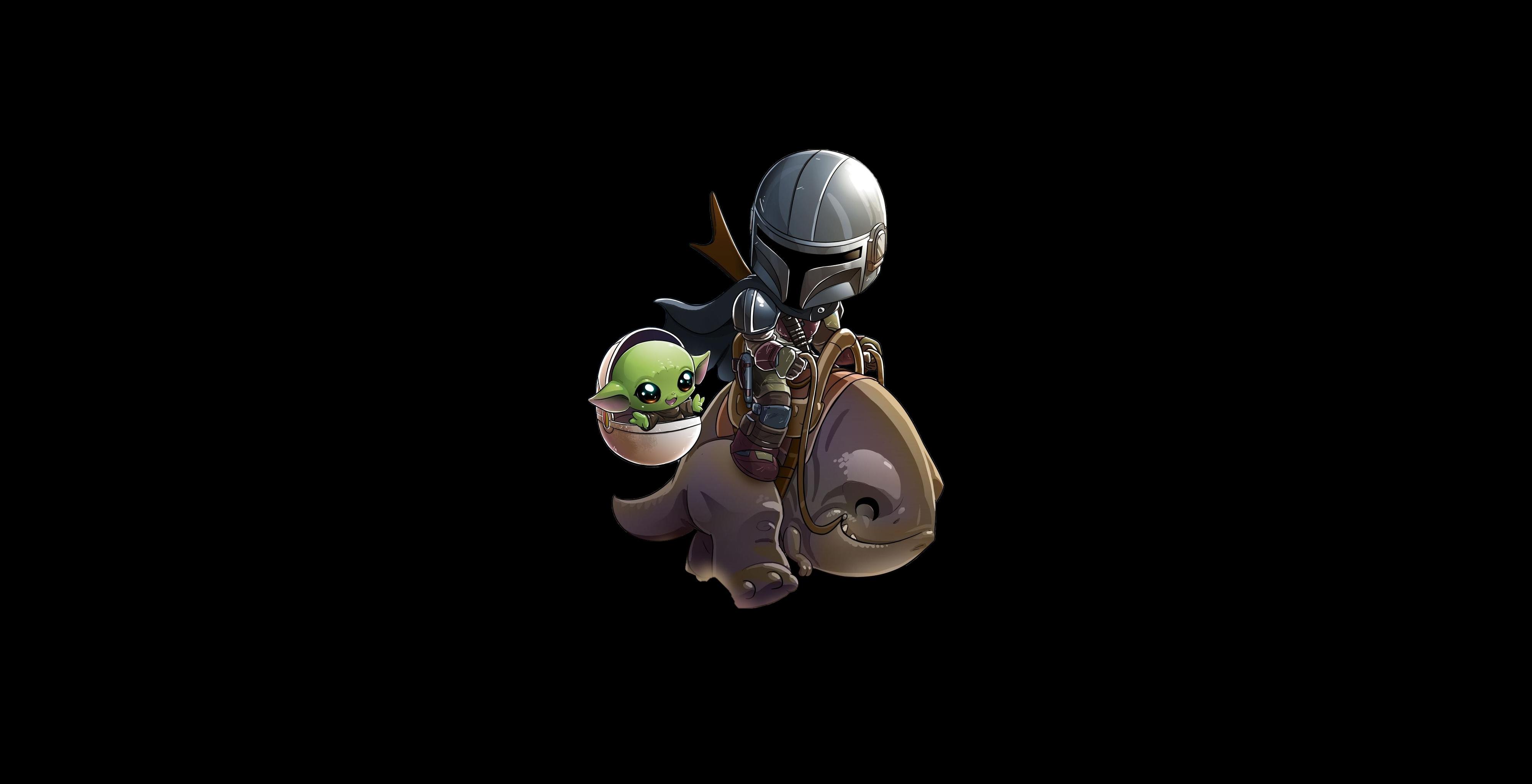 Baby Yoda and Mandalorian 4K Art Wallpaper, HD Artist 4K