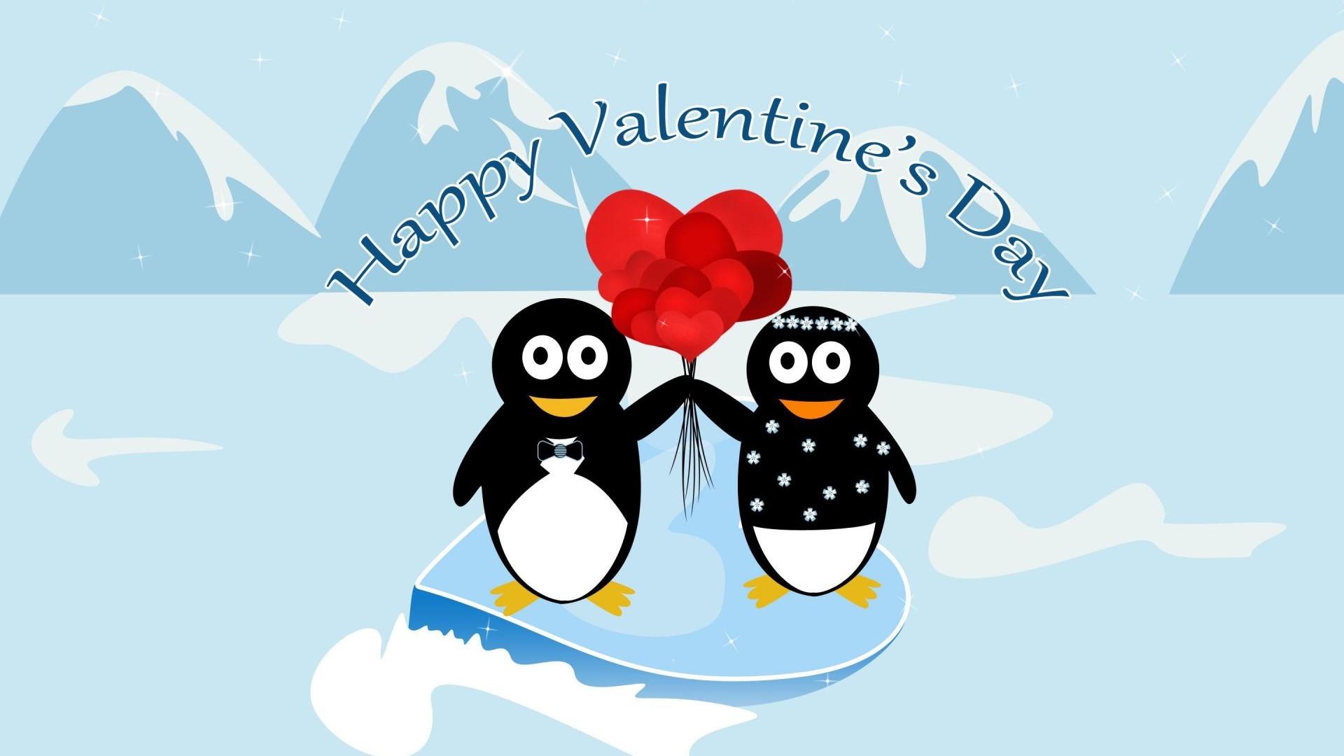 Free download Penguin Enjoy Valentines Day HD Love Wallpaper