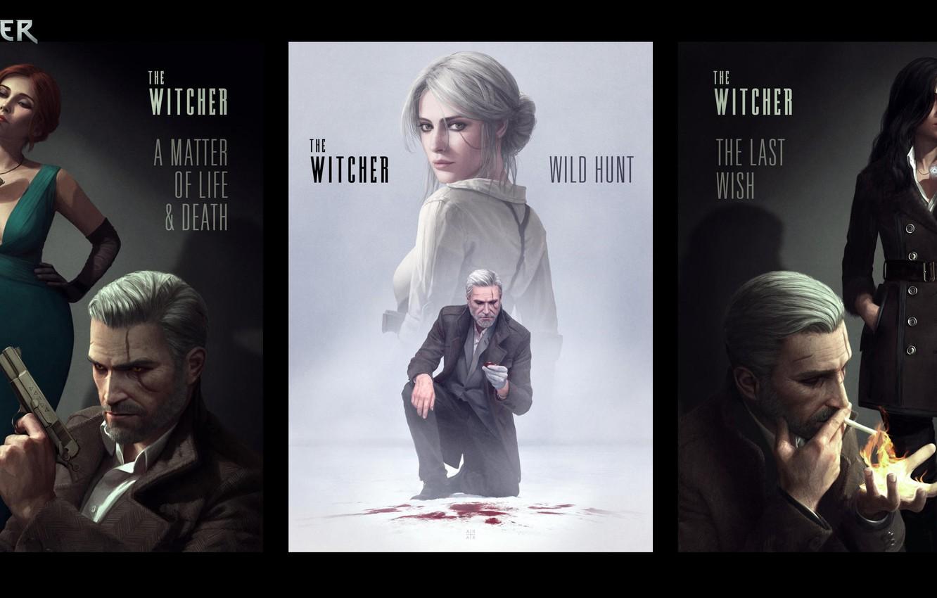 Wallpaper game, girls, geralt, fan art, The Witcher 3, Yennefer