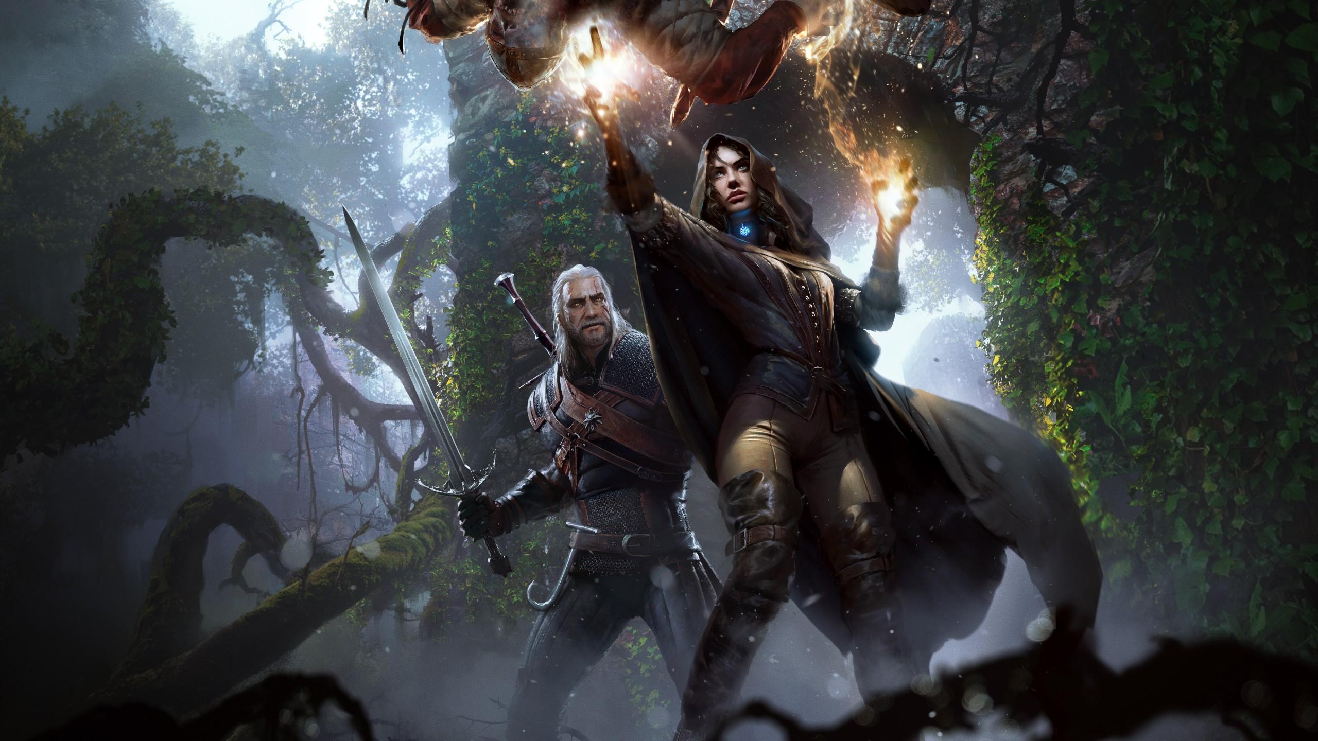 Wallpaper The Witcher 3: Wild Hunt, Yennefer, Geralt, 5K, Games
