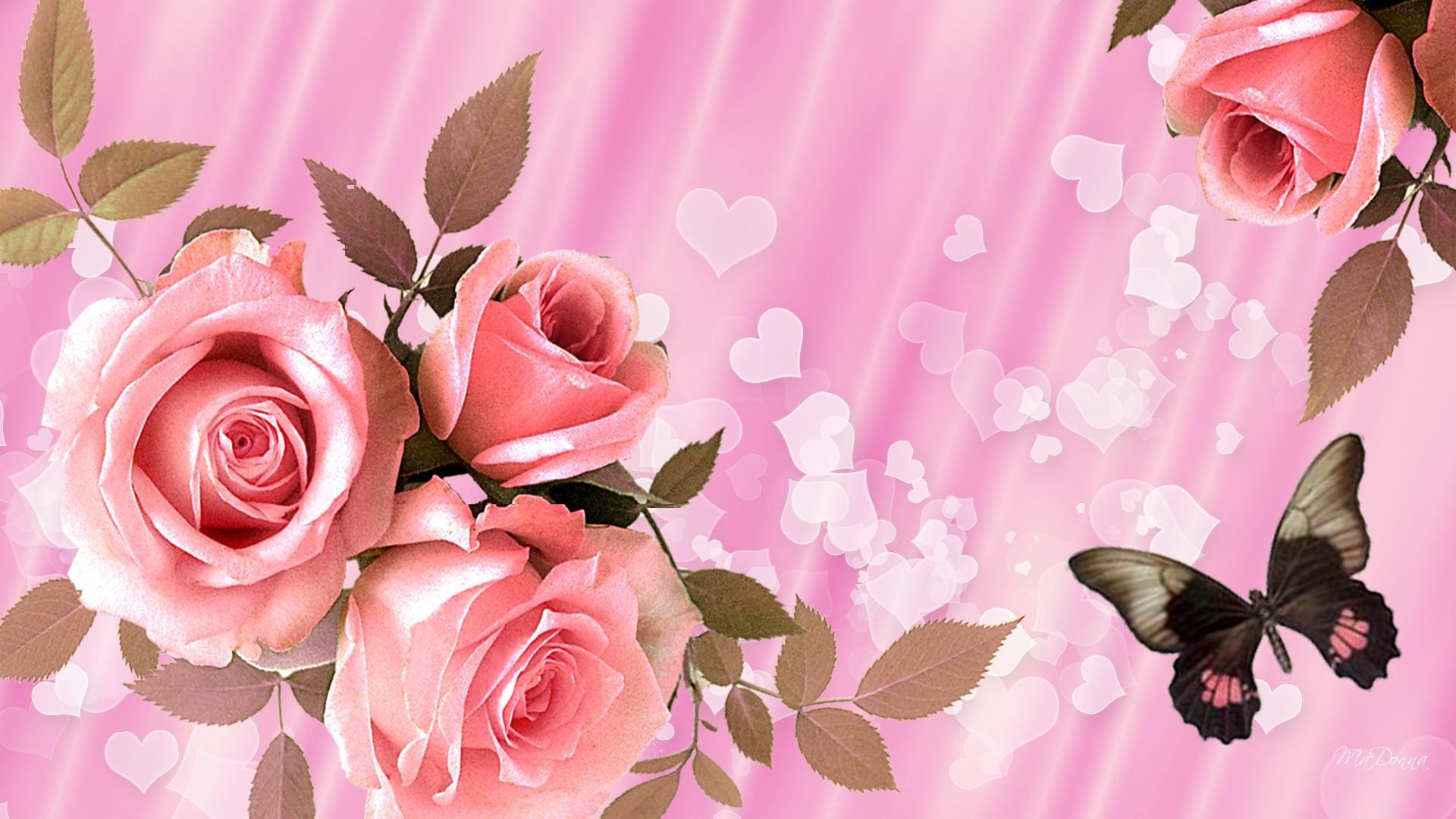 Download 1920x1080 Pink Roses For Valentine wallpaper