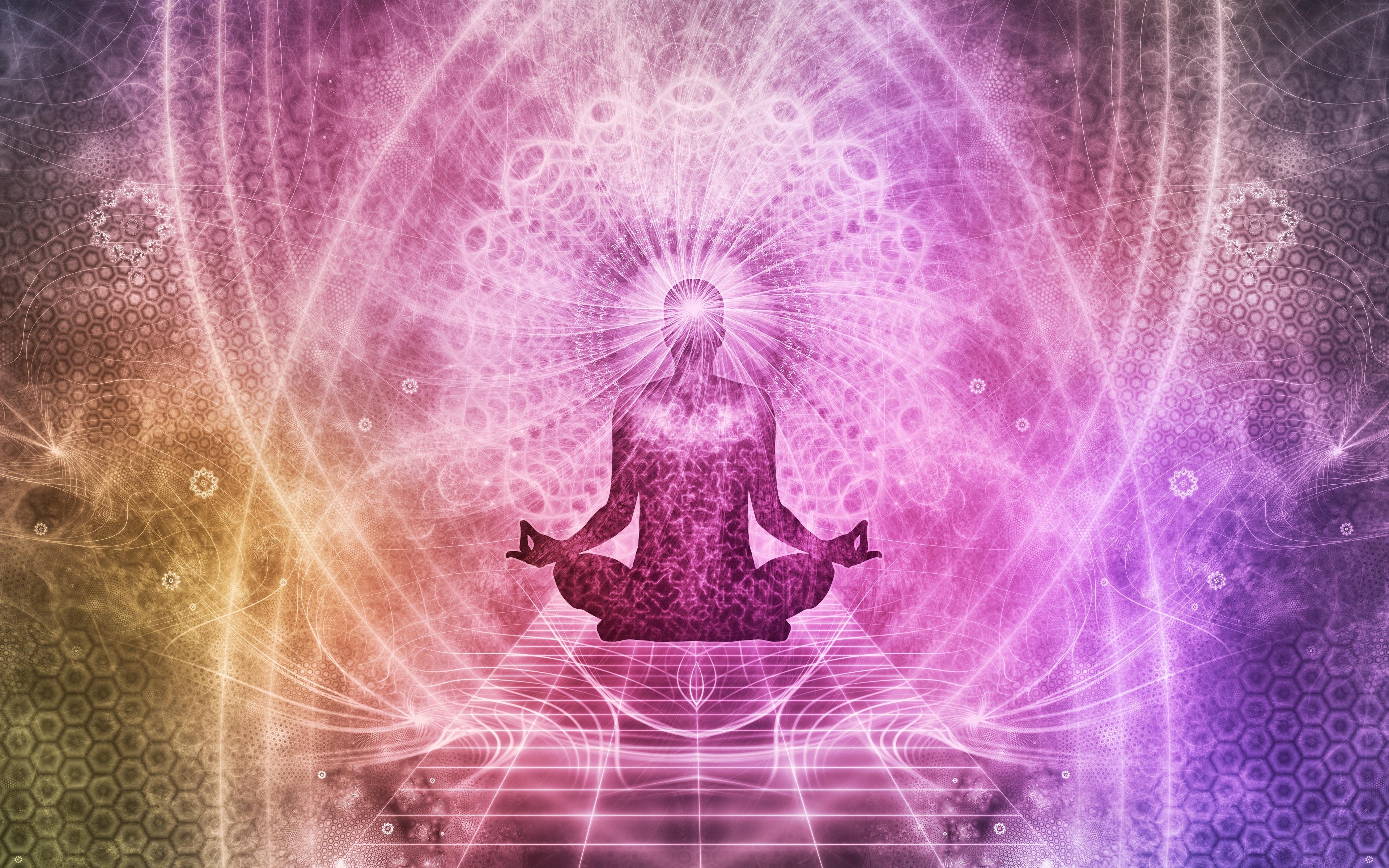 Download wallpaper 3840x2400 meditation, chakra, aura, lotus, yoga