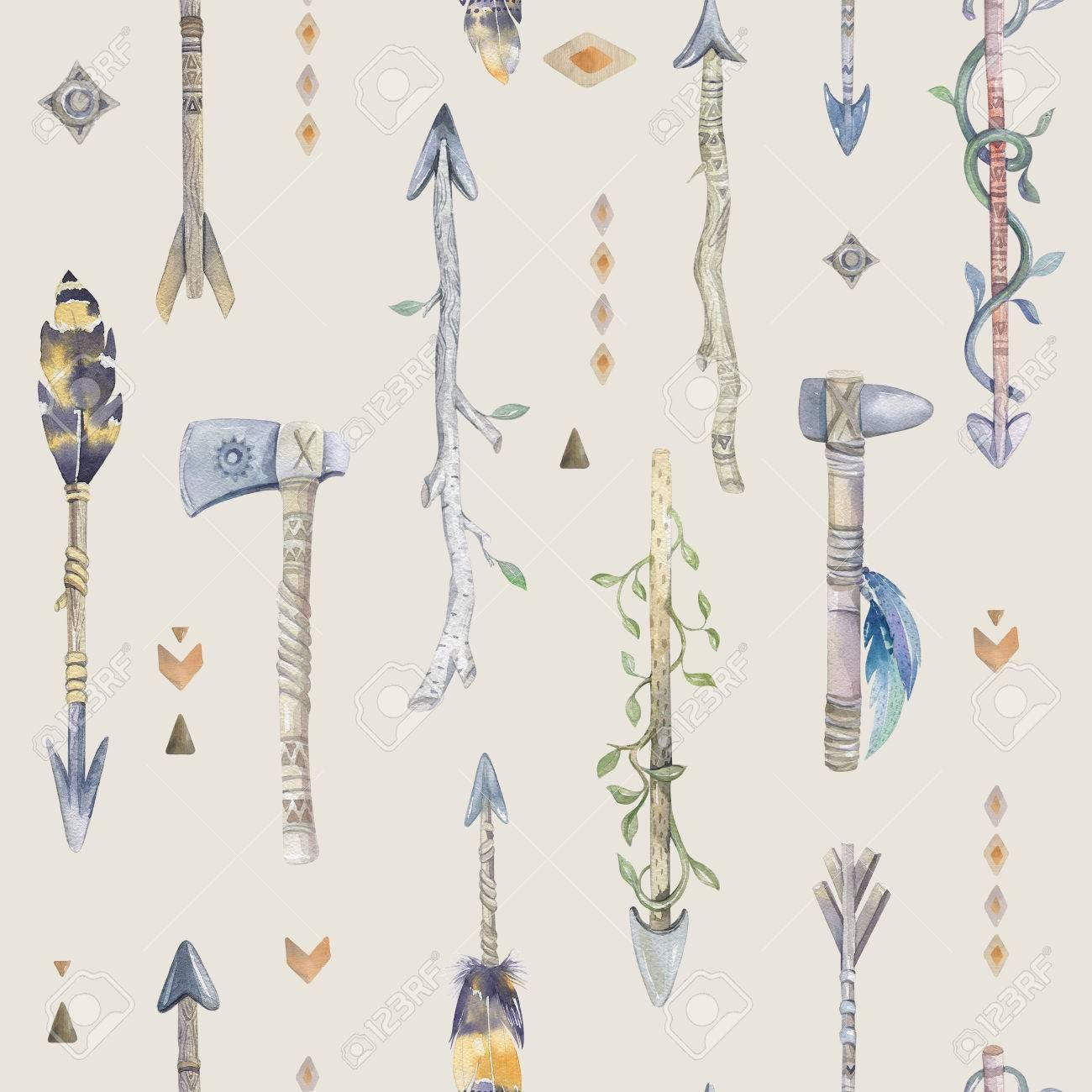 Free download Watercolor Boho Seamless Pattern With Arrows