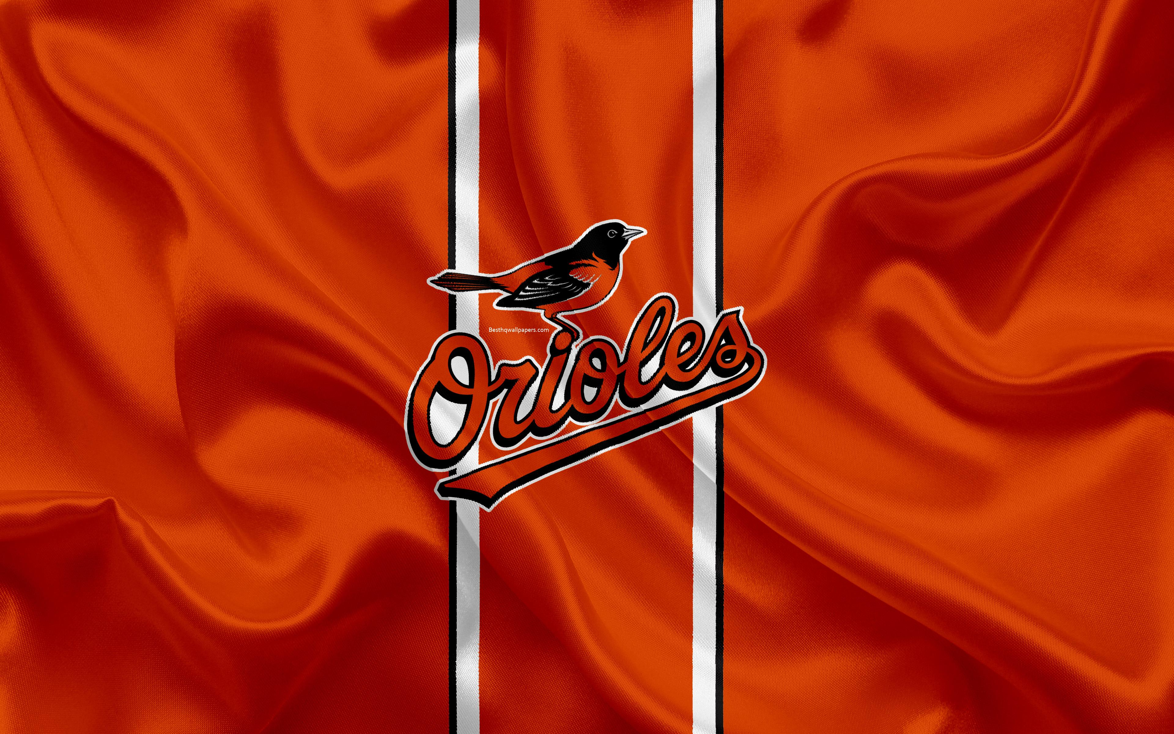 Download wallpaper Baltimore Orioles, 4k, logo, silk texture