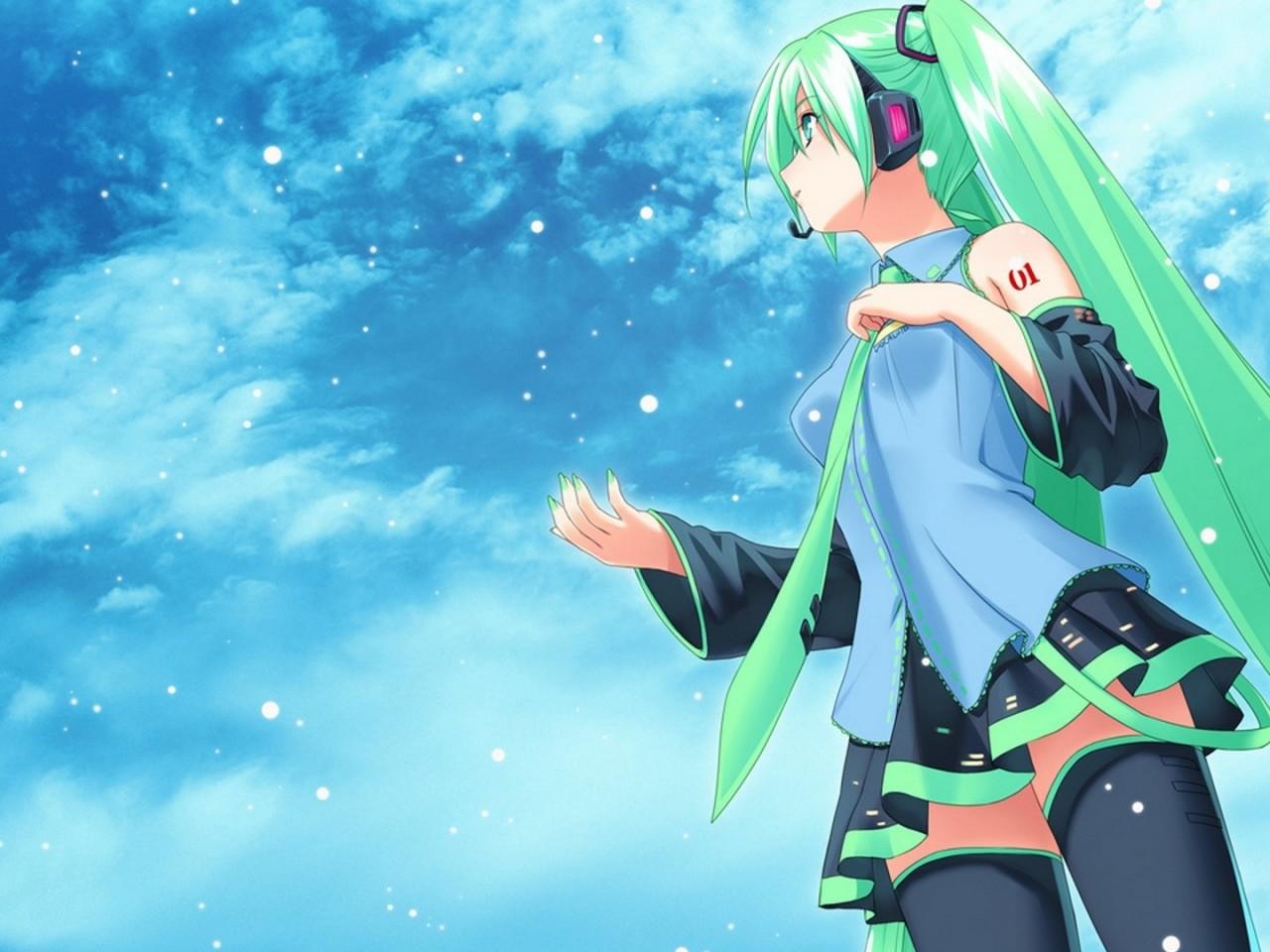 Green Haired HD Anime Girl Wallpapers