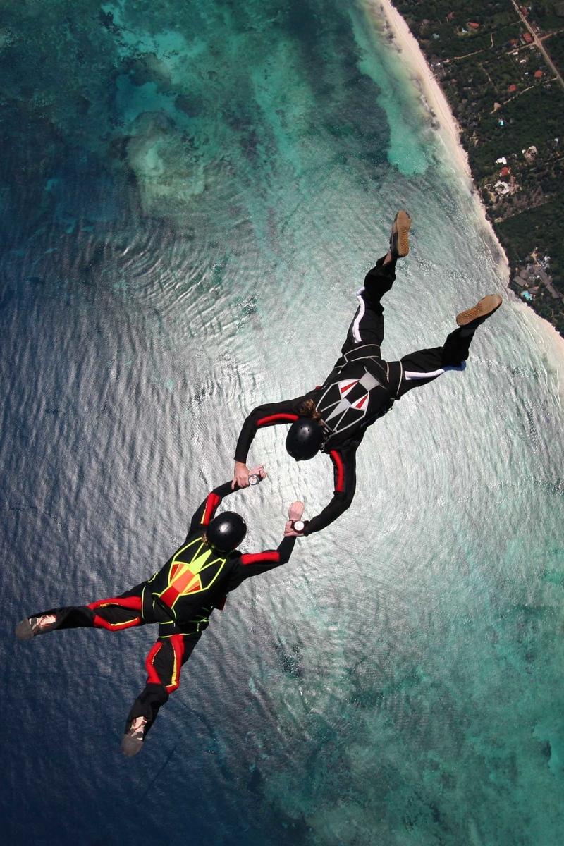 Download wallpaper 800x1200 skydivers, parachuting, stunt iphone