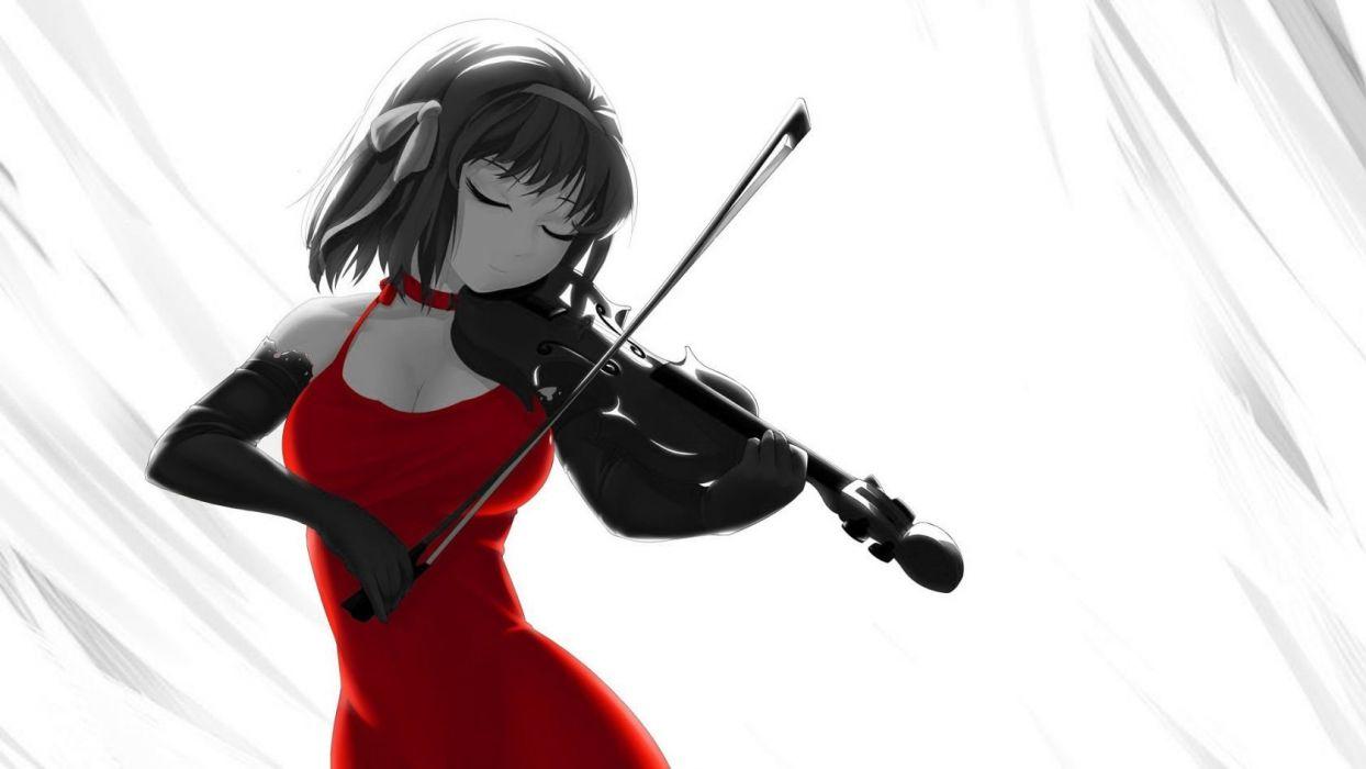 Anime girl play violin wallpaperx945