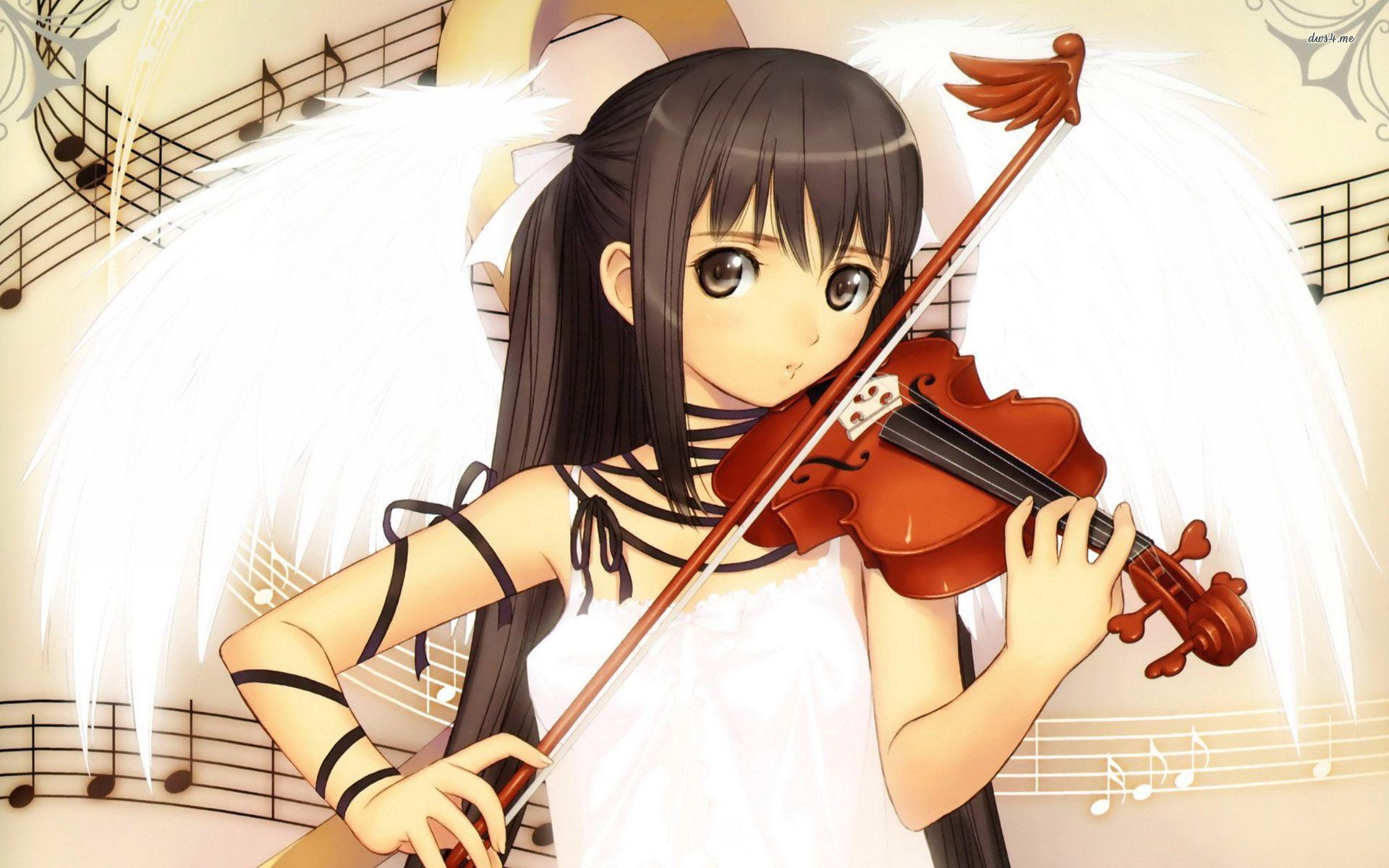 Angelic girl playing the violin wallpaper. Anime, Anime music