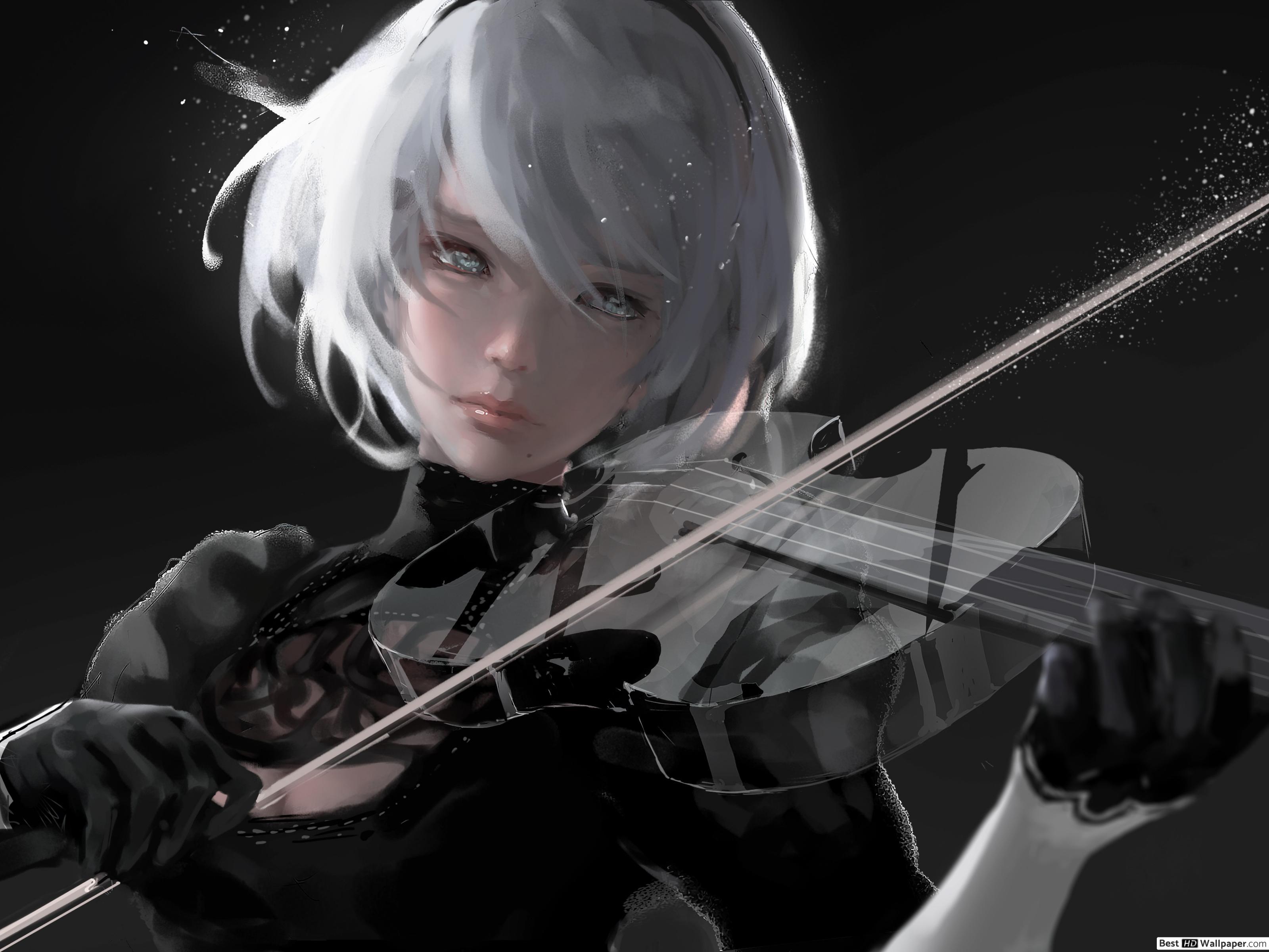 NieR: Automata (video game) Playing Violin HD wallpaper