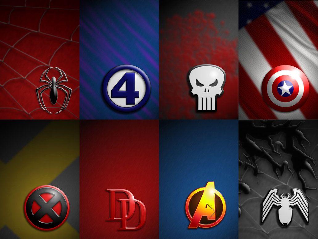 Marvel Logos Wallpaper. Marvel comics wallpaper, Marvel wallpaper, iPhone wallpaper glitter