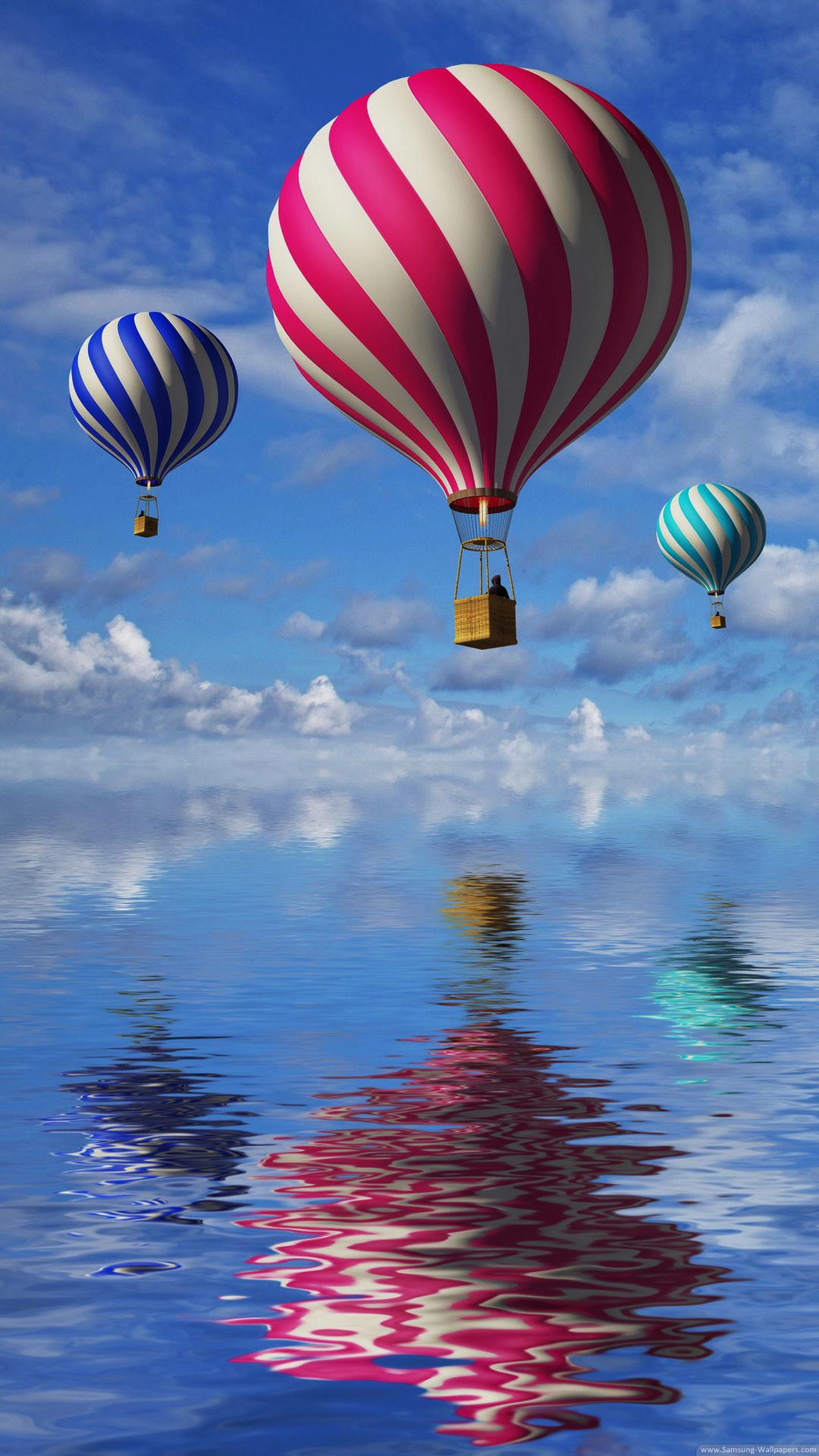 HD Mobile Wallpaper 1080p. 3D balloons in the blue sky