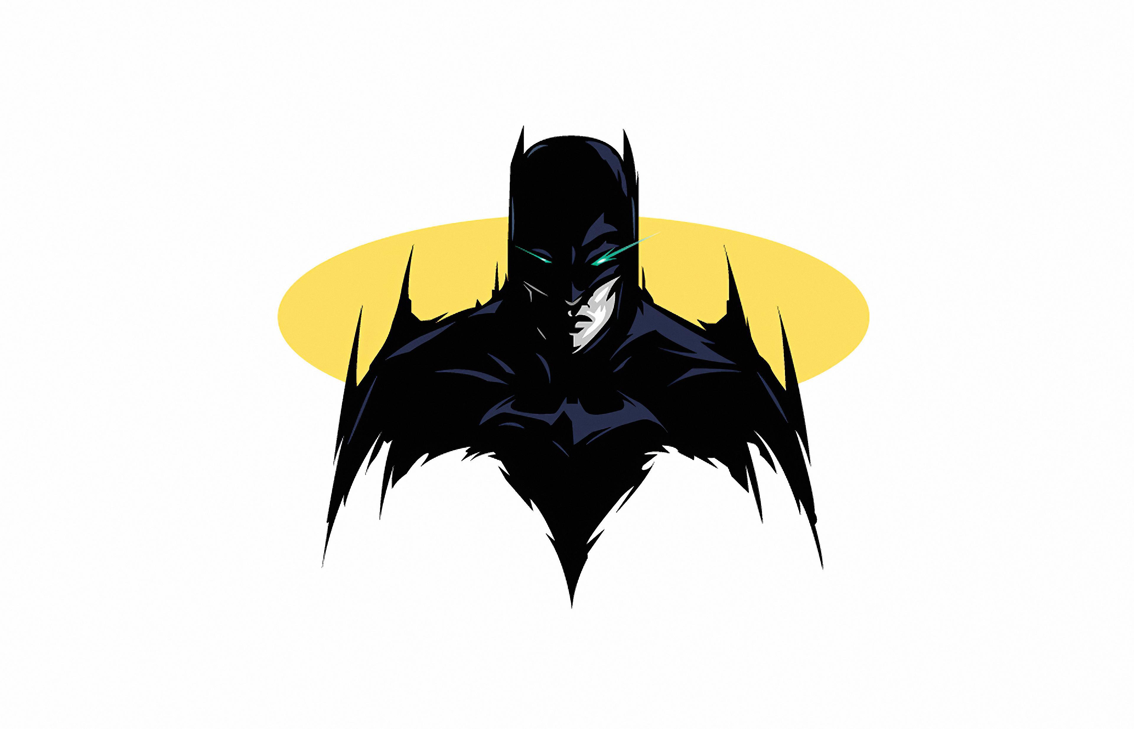 Batman Wallpaper 4K, Minimal art, Yellow background