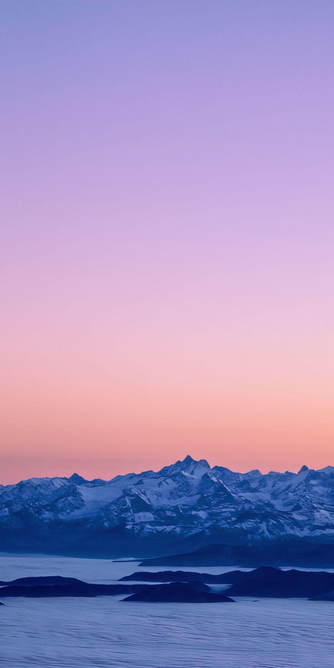 Sunset, clean skyline, mountains' range, nature, 1080x2160