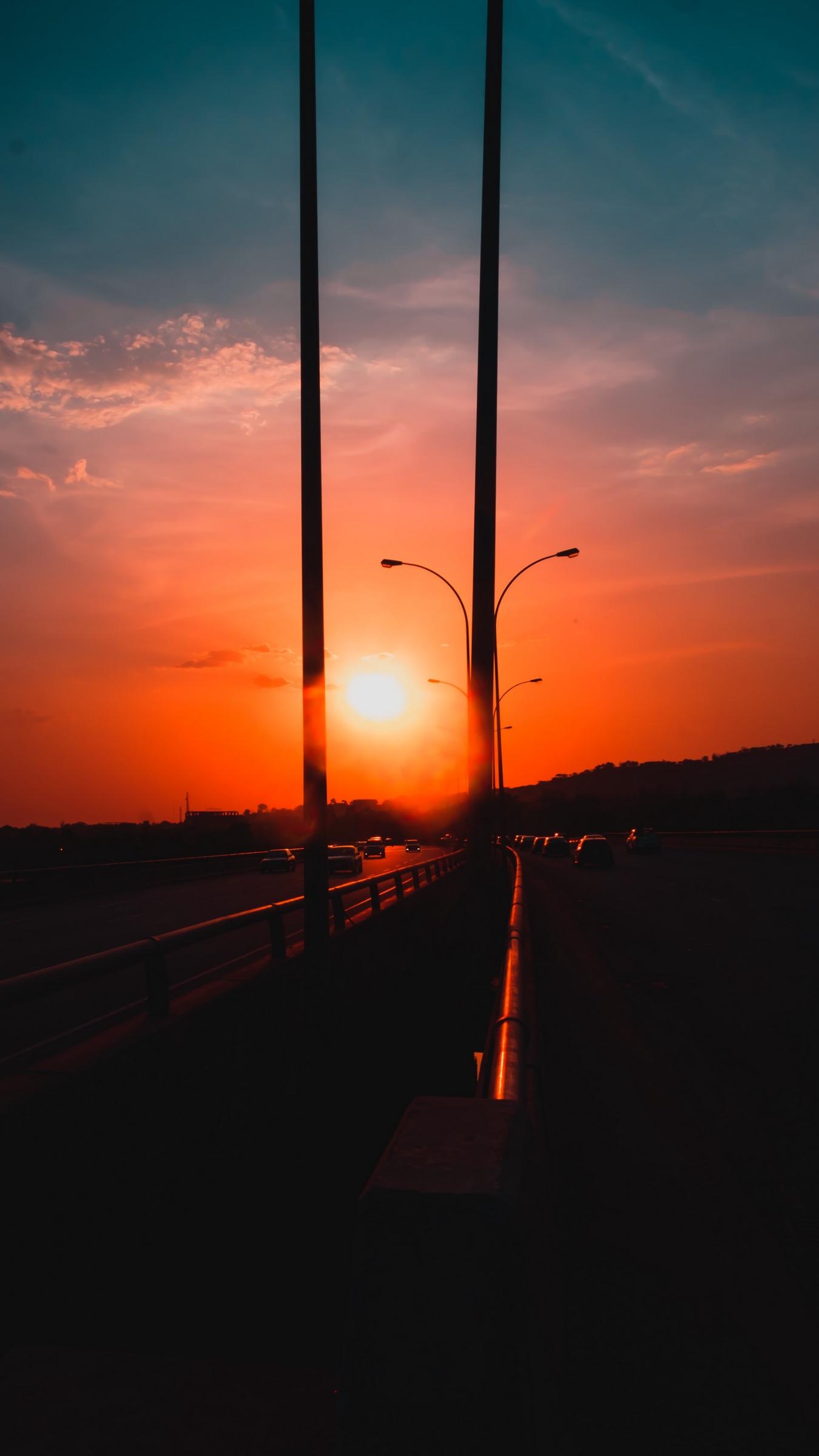 Download wallpaper 1350x2400 sunset, road, twilight, evening, sky