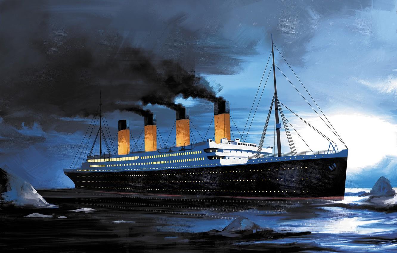 Photo Wallpaper Wave, Ship, Titanic, Transatlantic Steamer