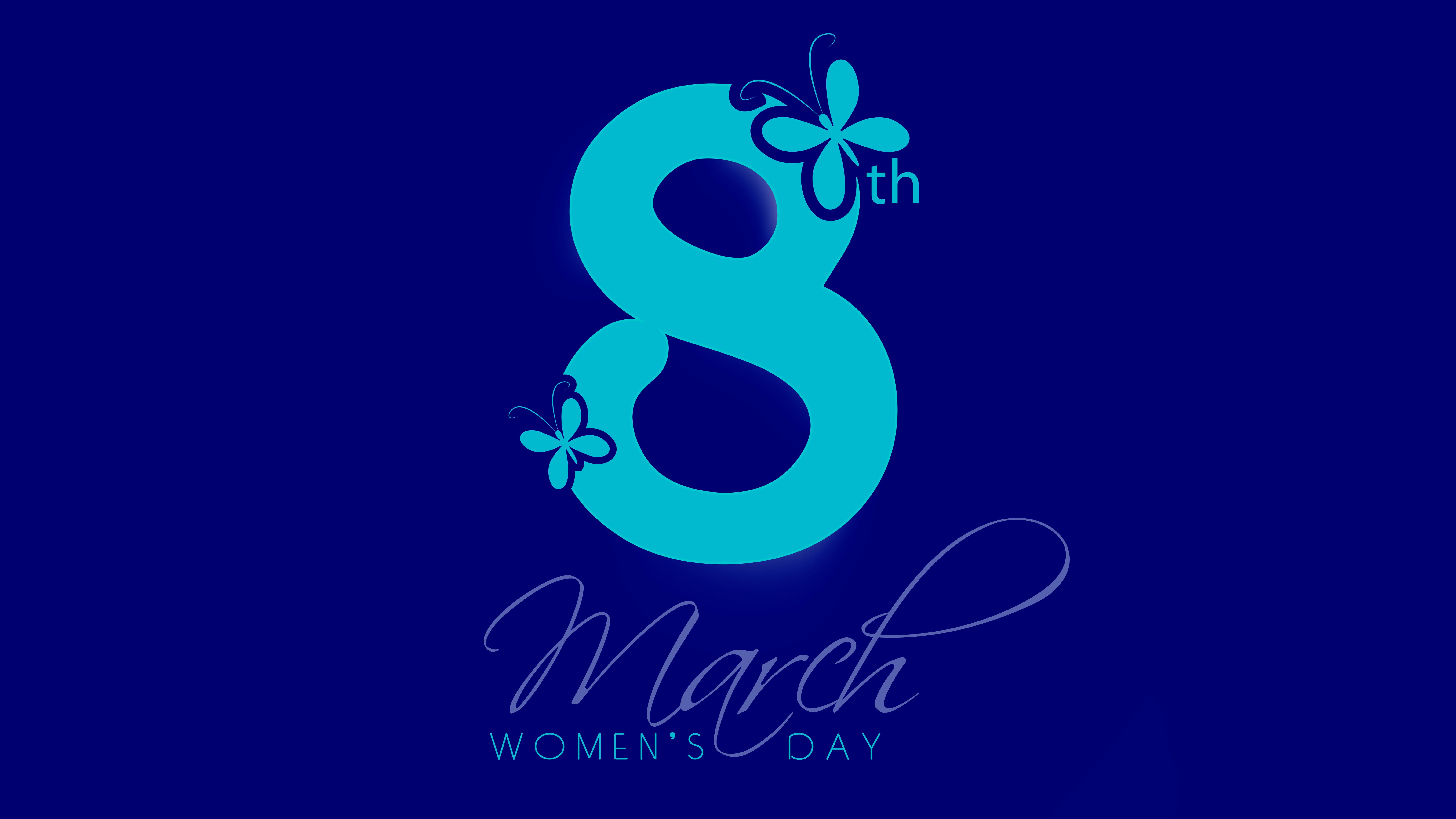 Blue March 8th Women's Day logo HD wallpaper