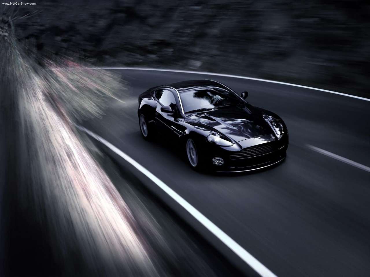 Wallpaper Aston Martin Vantage black car in road 2560x1600 HD