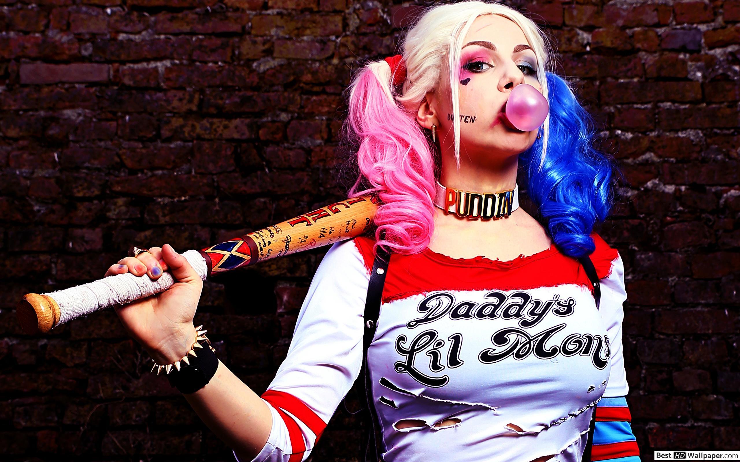 Suicide Squad movie Quinn with baseball bat HD wallpaper