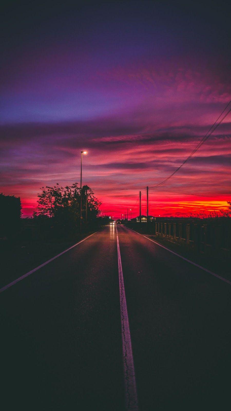 Road in the sunset. Sunset wallpaper, Nature photography, iPhone