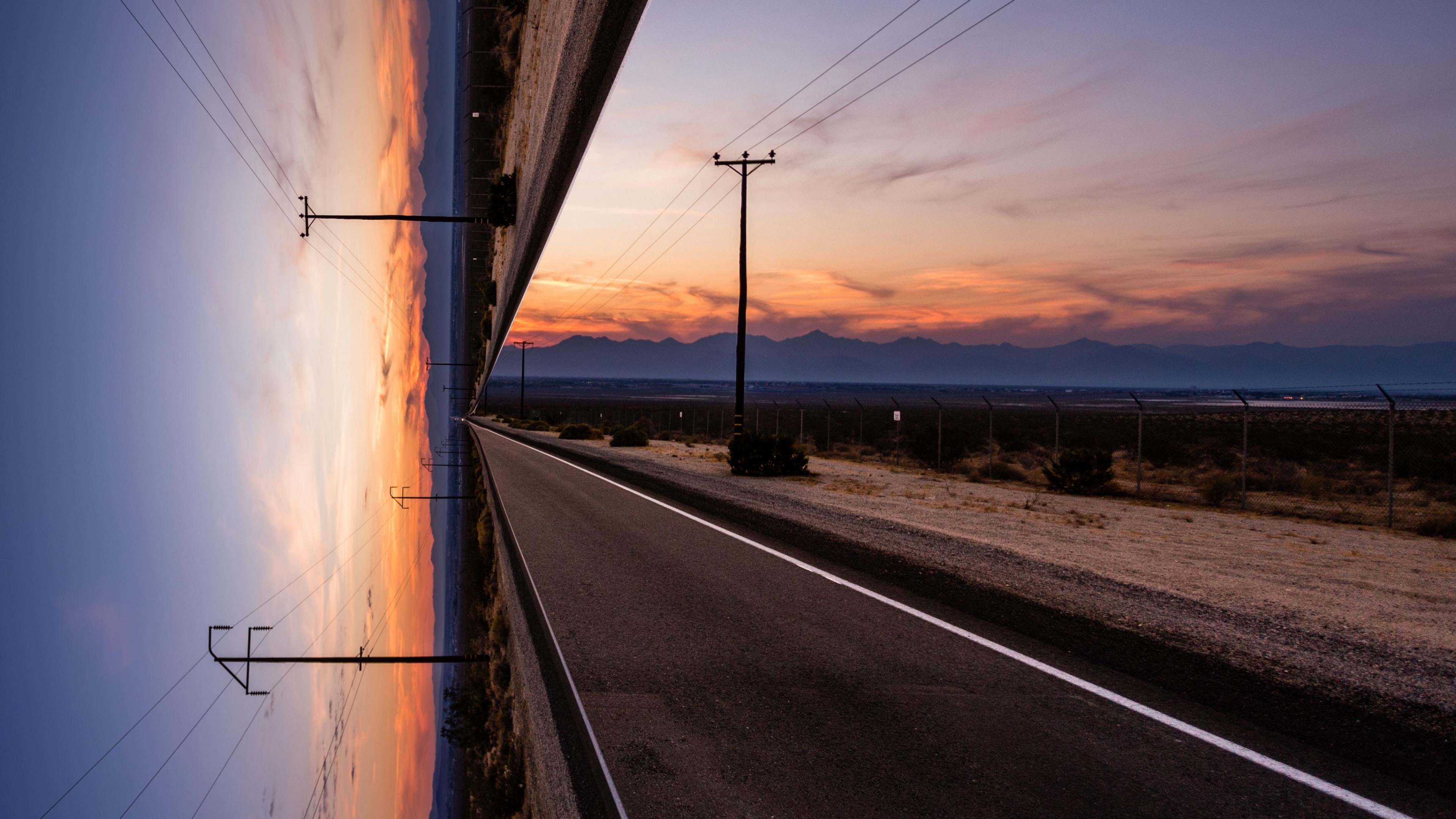 Wallpaper road, sky, sunset, artwork, 4k, Nature