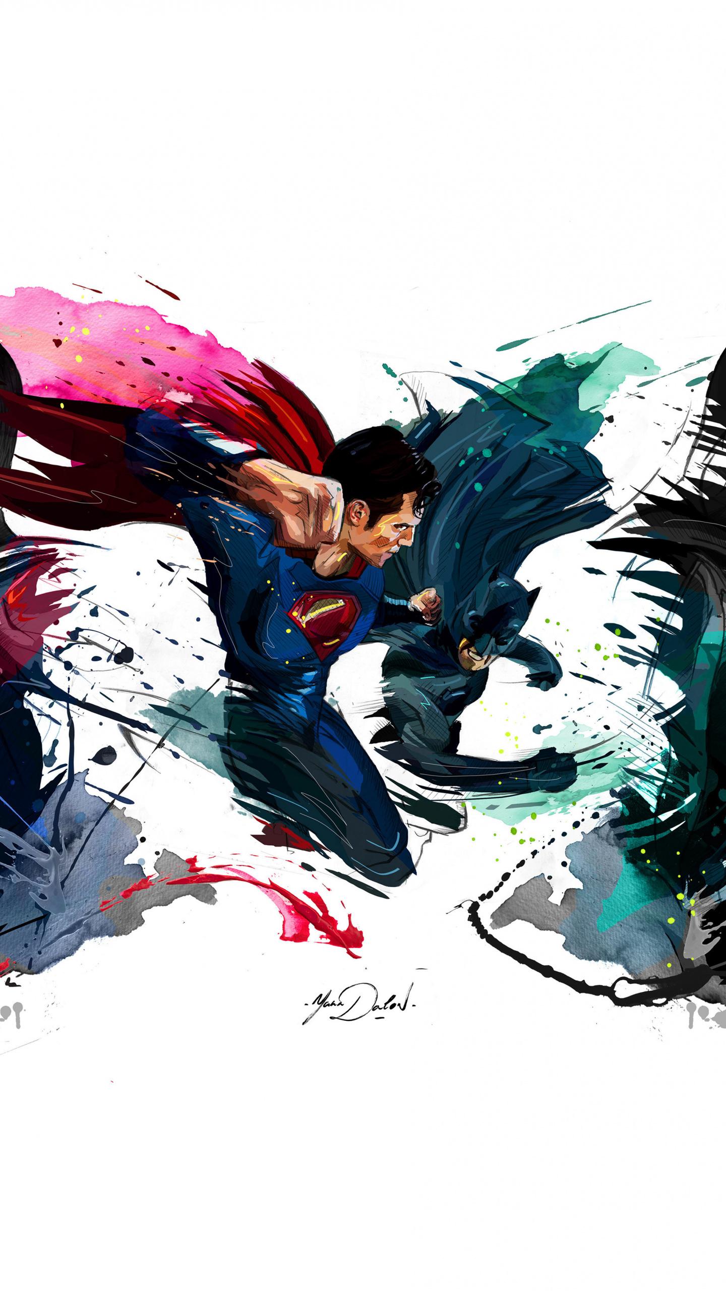 Download 1440x2560 wallpaper batman vs superman, 4k, sketch